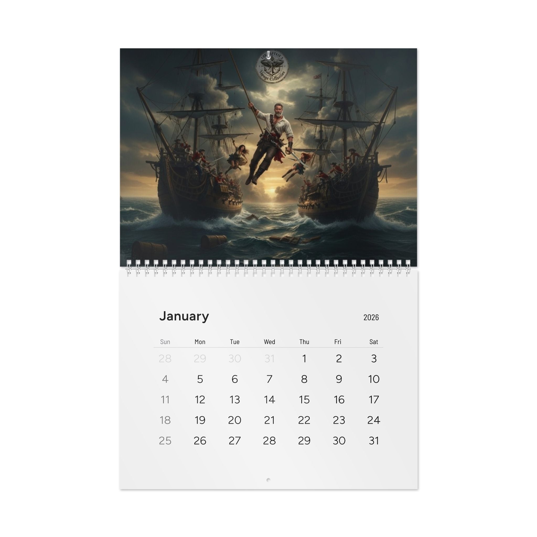 Pirate Adventure 2026 Wall Calendar — Vintage Sailing & Swashbucklers
