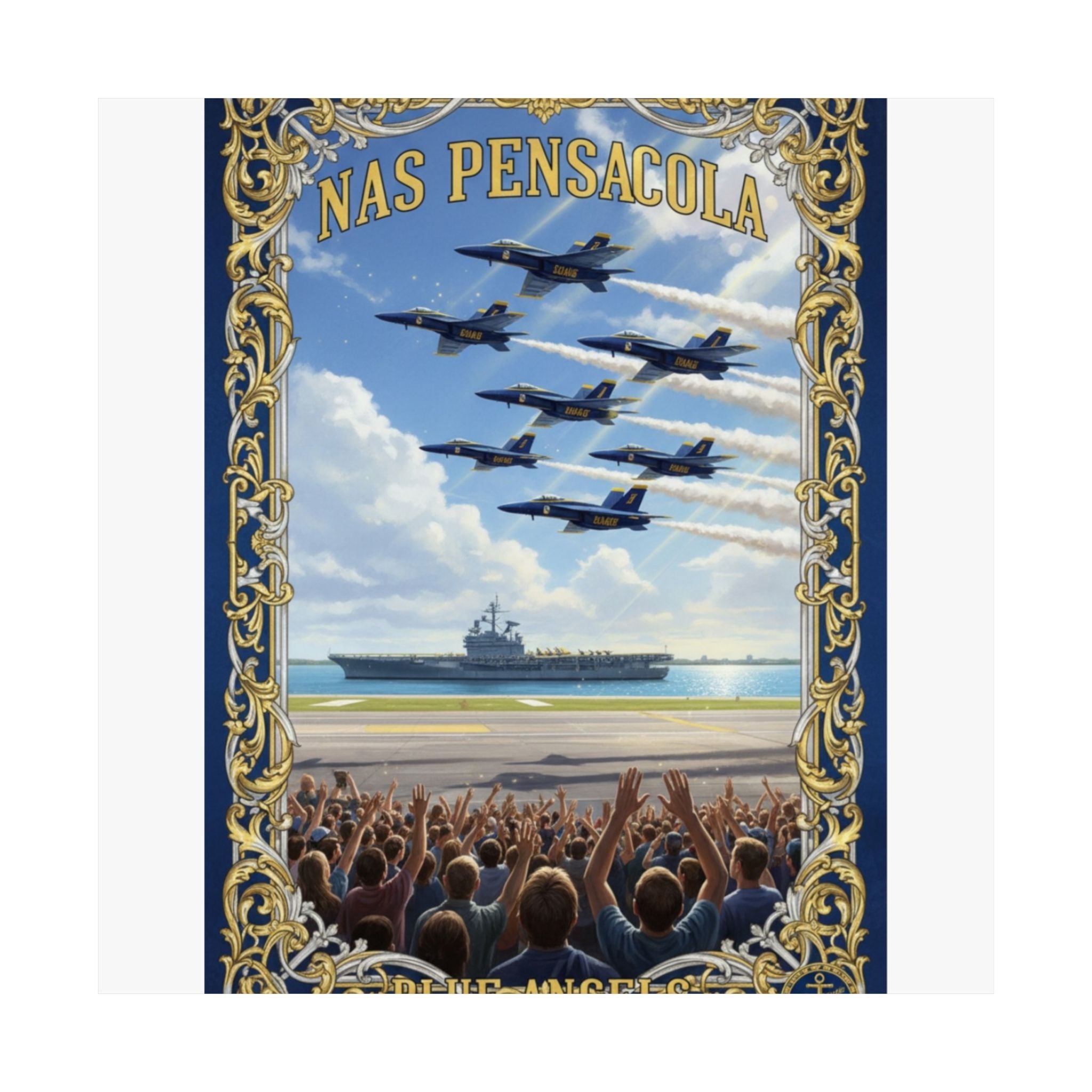 NAS Pensacola Blue Angels Vintage Airshow Poster - Matte Vertical Print