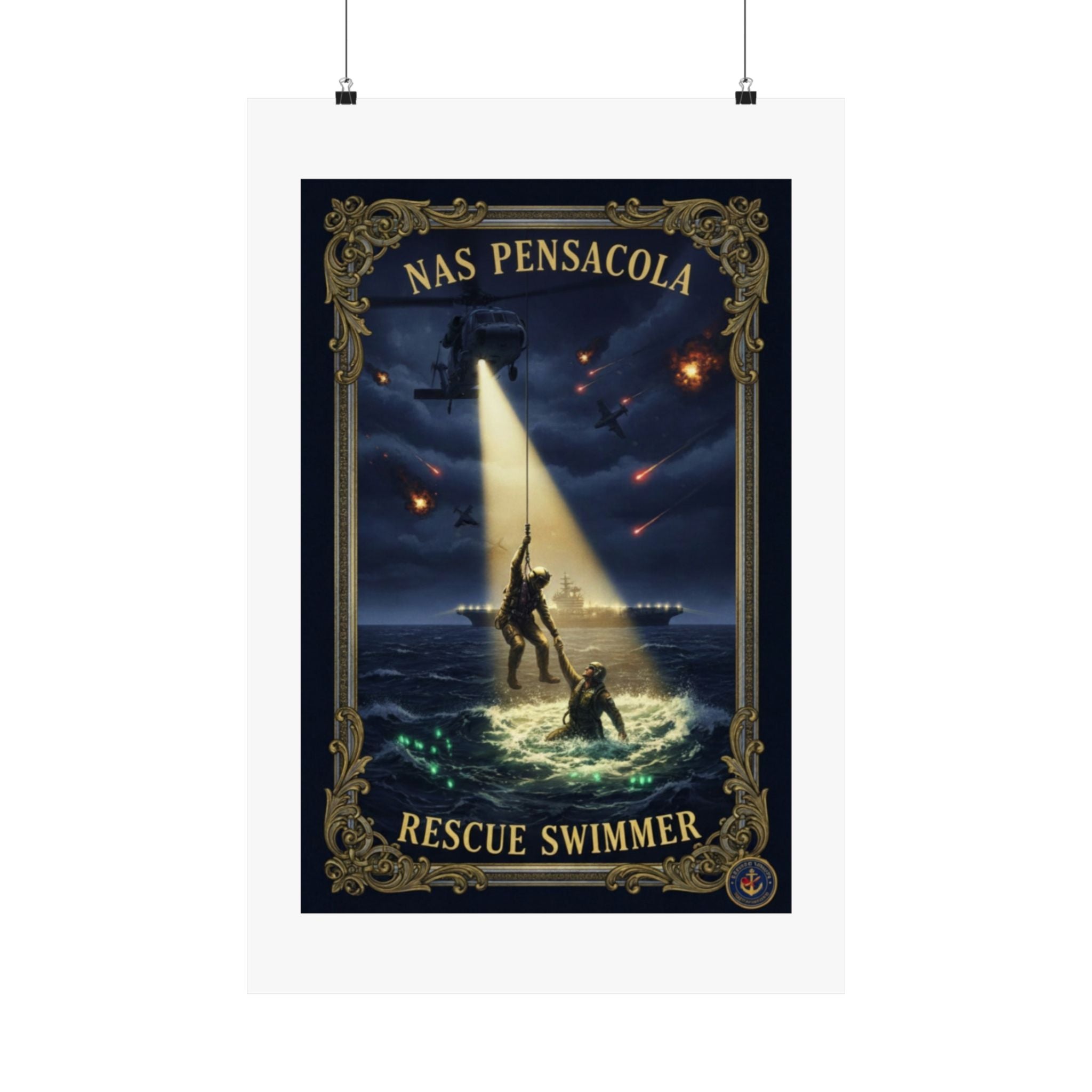 Rescue Swimmer Poster — NAS Pensacola Matte Vertical Wall Art