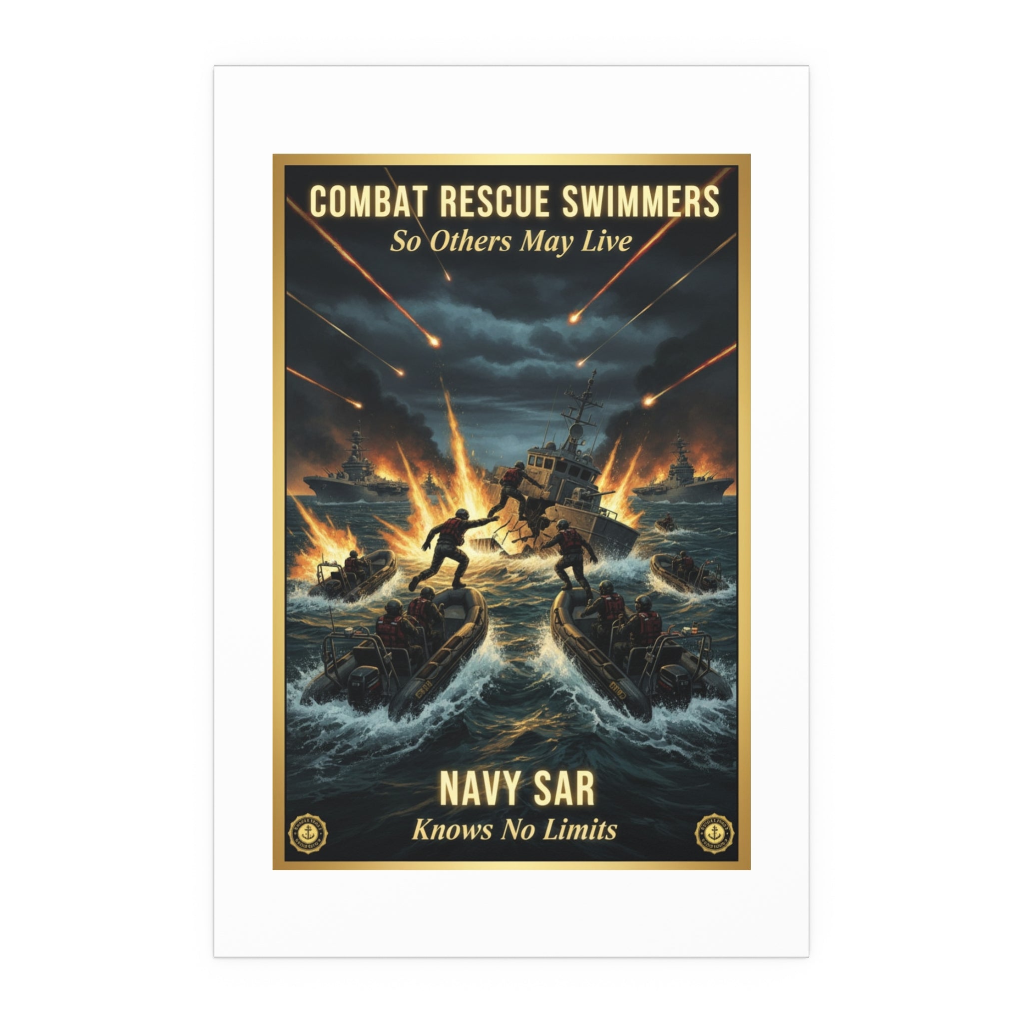 Combat Rescue Swimmers Silk Poster — 'So Others May Live' Navy SAR Wall Art