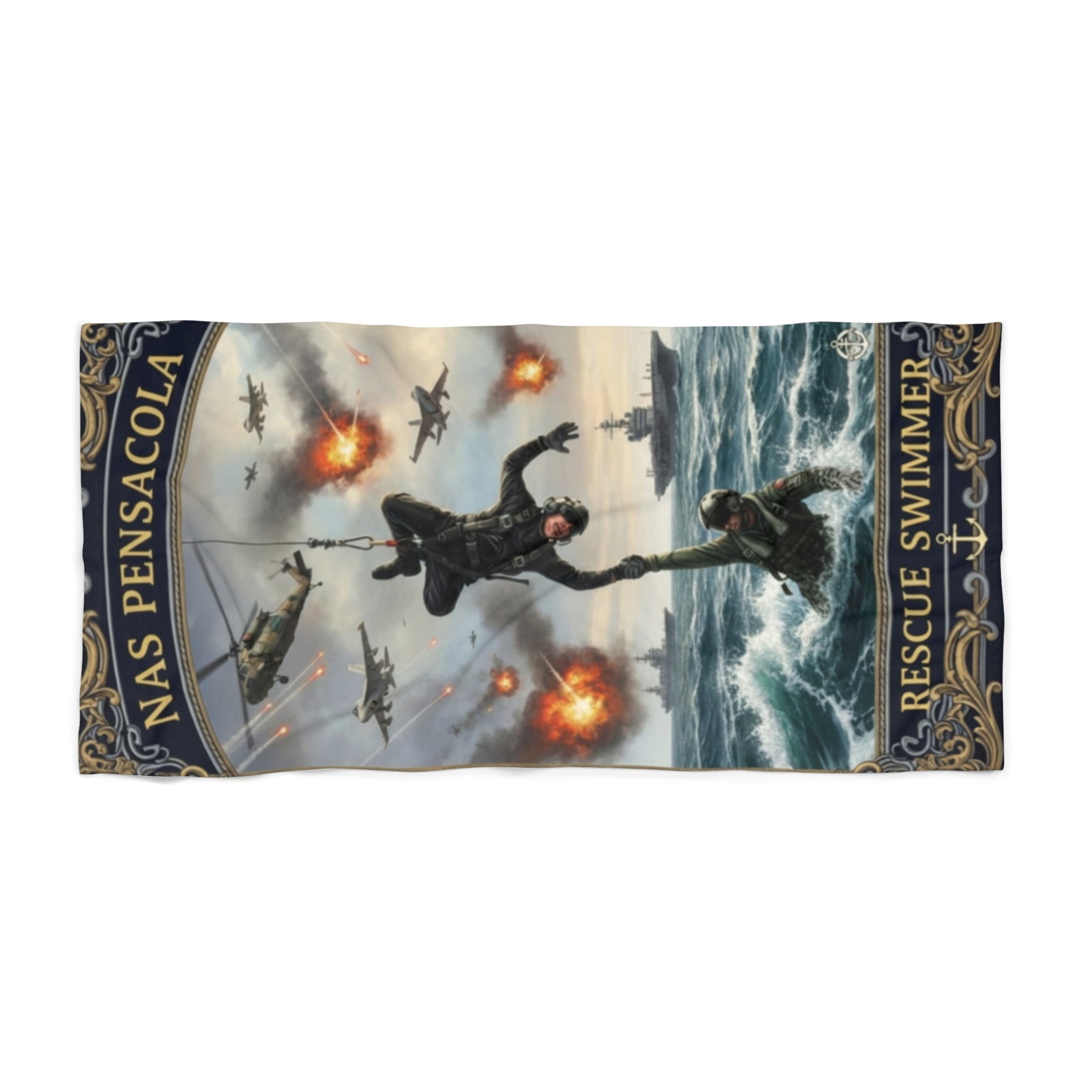 NAS Pensacola Rescue Swimmer Beach Towel – Military Rescue Design