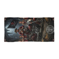Pirate Biker Beach Towel — Skull Flag Motorcycle Crew Design
