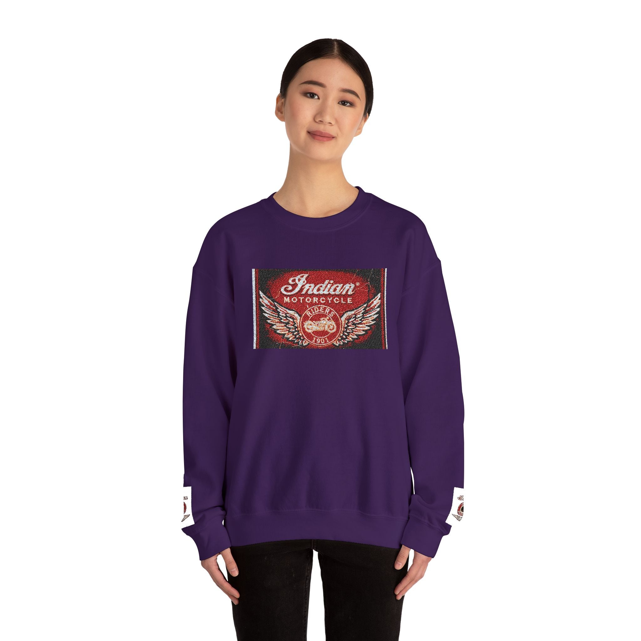 Vintage Motorcycle Crewneck Sweatshirt — 'Indian Motorcycles' Winged Logo