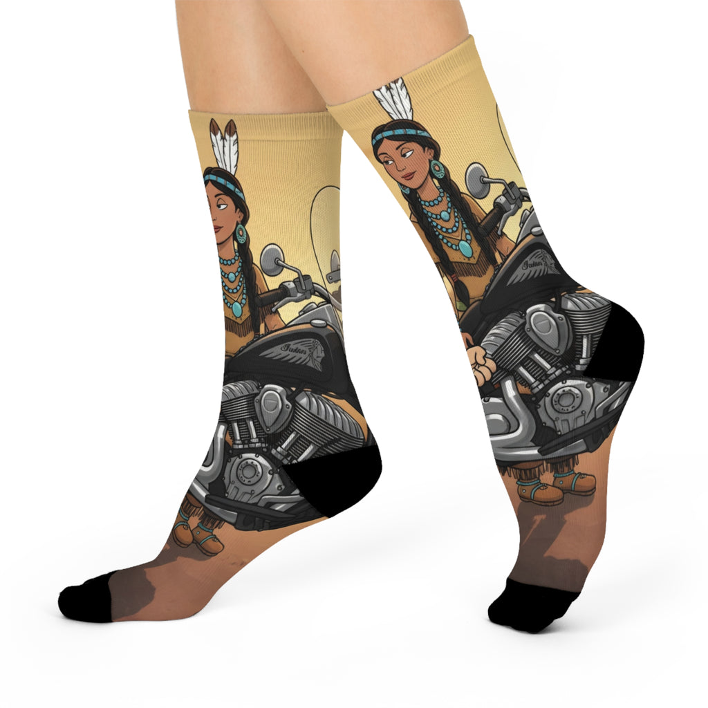 Motorcycle Native Princess Cushioned Crew Socks