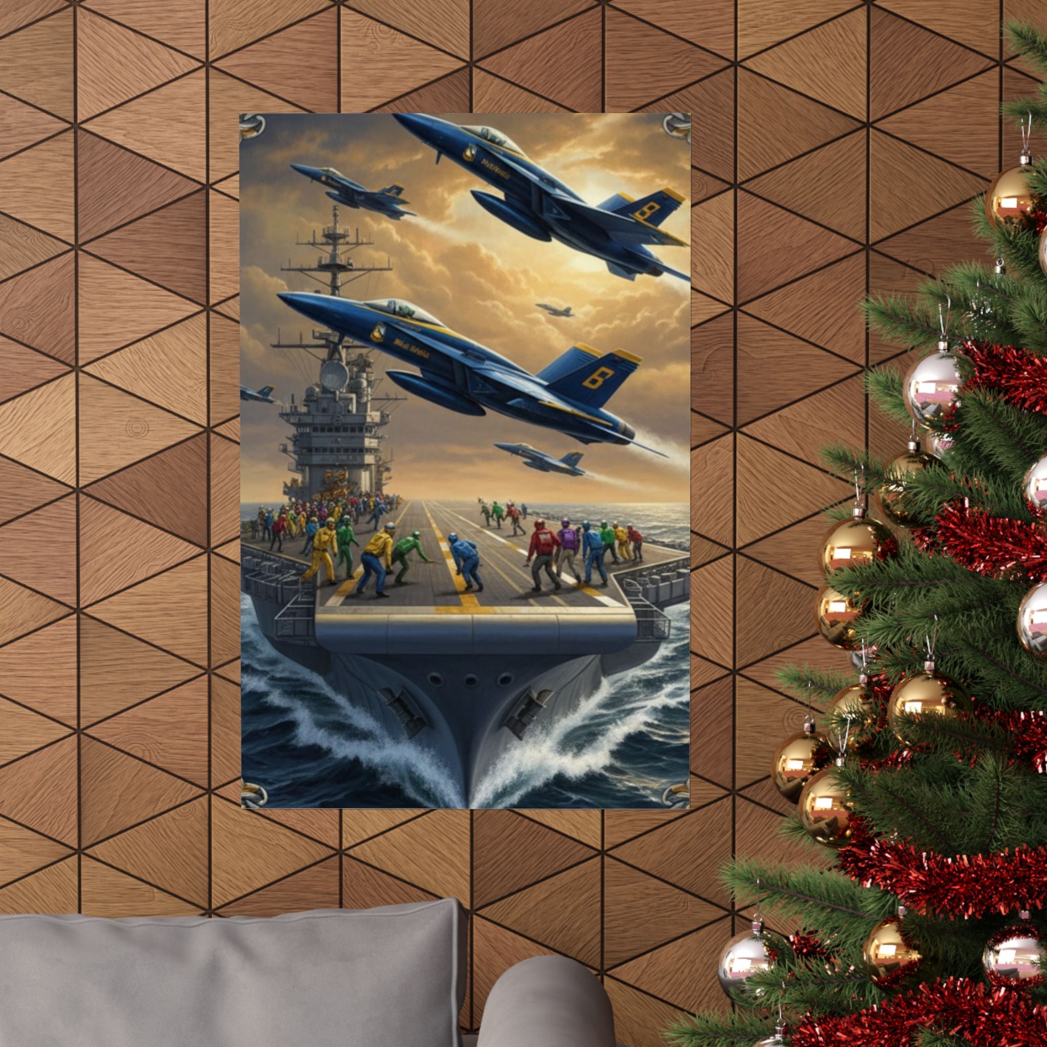 Navy SAR Rescue Helicopter Matte Poster — Dramatic Sea Rescue Art