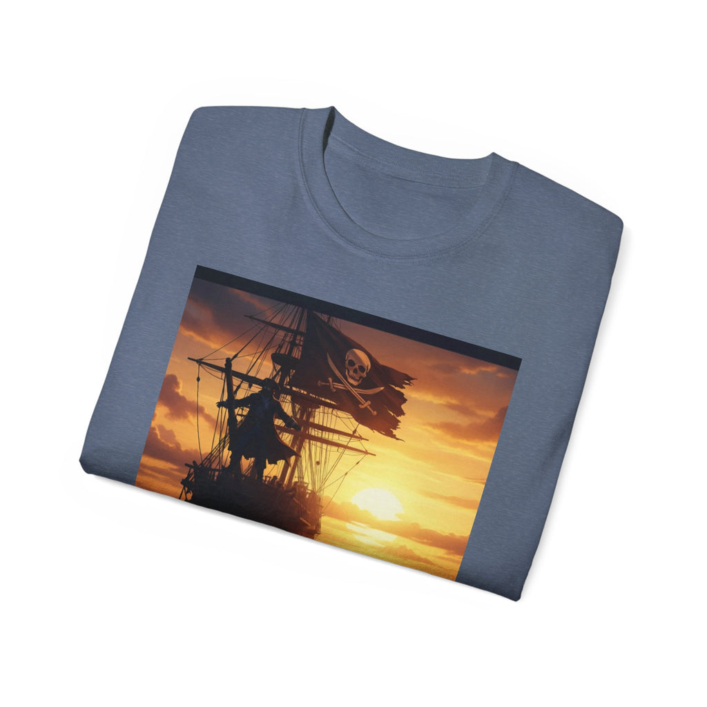 Pirate Ship Sunset Tee – Nautical Pirate Skull Graphic T-Shirt
