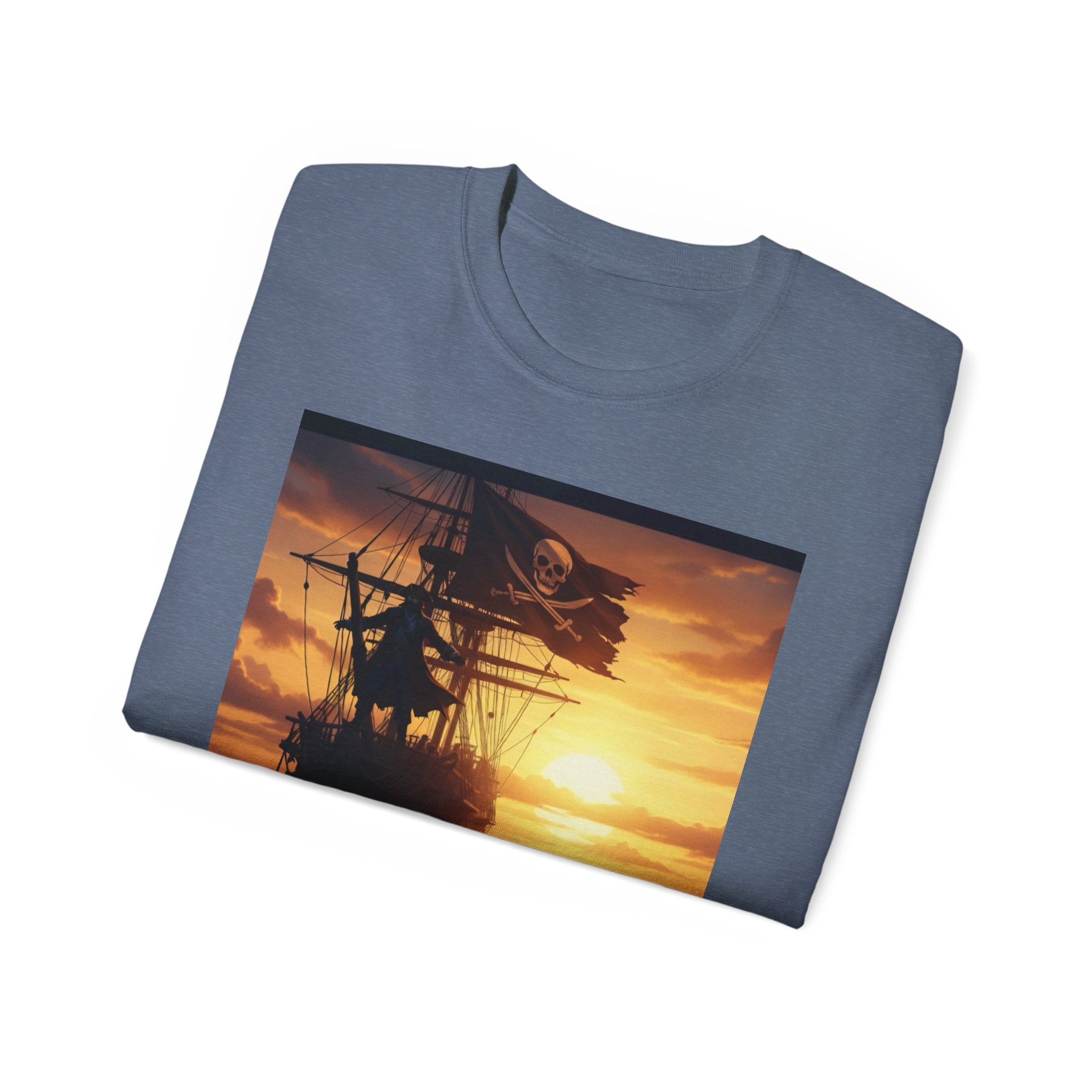 Pirate Ship Sunset Tee – Nautical Pirate Skull Graphic T-Shirt