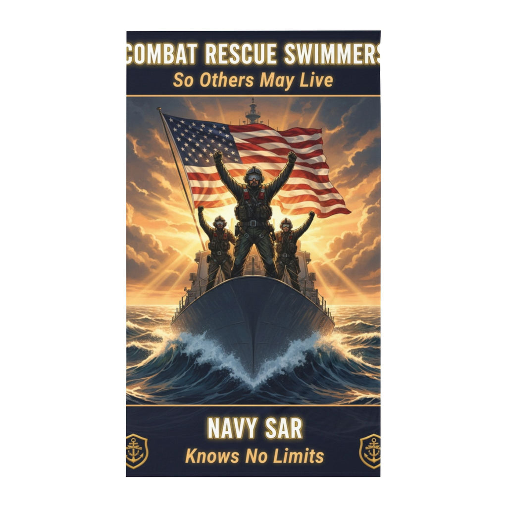 Navy SAR Twin Flat Sheet – Combat Rescue Swimmers “So Others May Live” Patriotic Bed Sheet