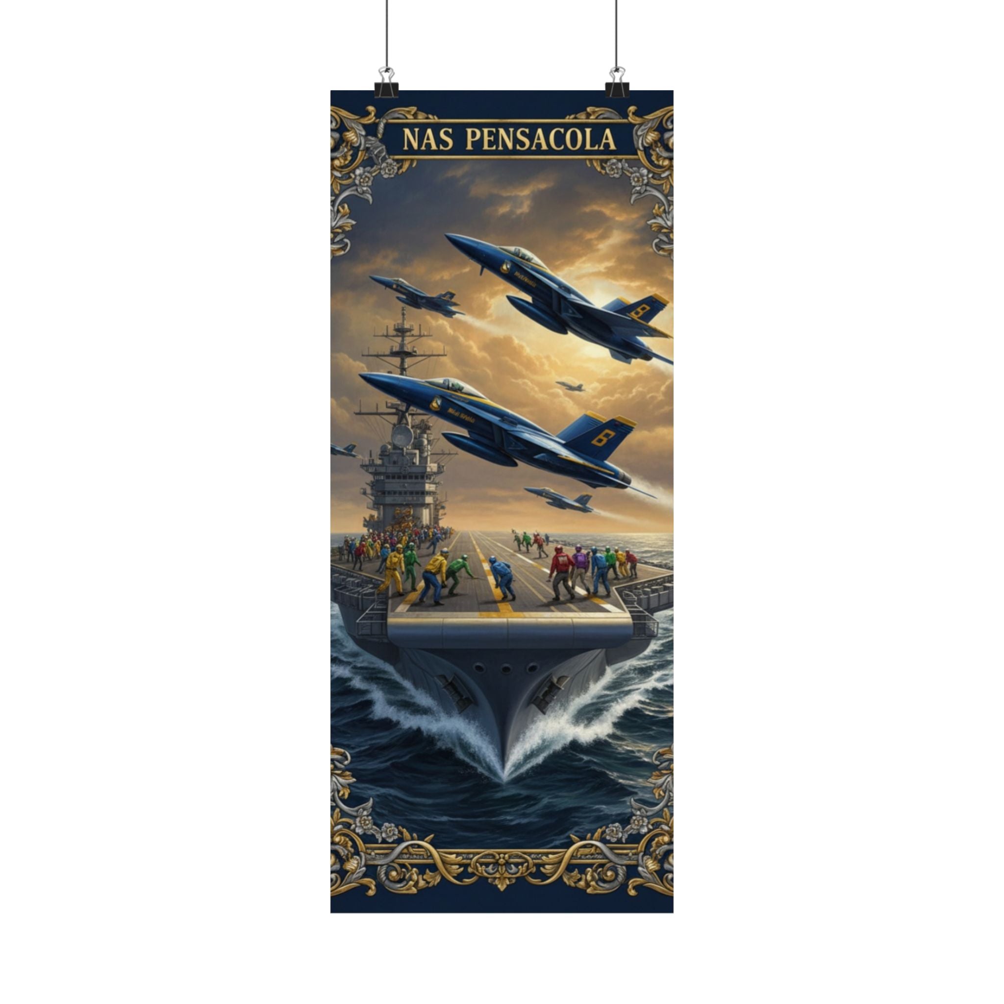 Navy SAR Rescue Helicopter Matte Poster — Dramatic Sea Rescue Art