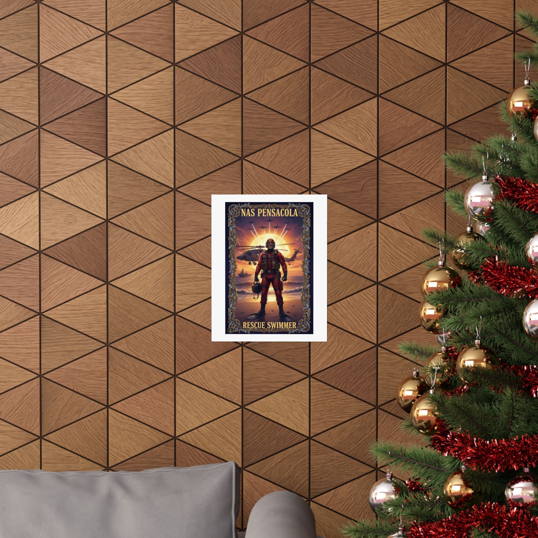 NAS Pensacola Rescue Swimmer Matte Poster — Military Search & Rescue Wall Art