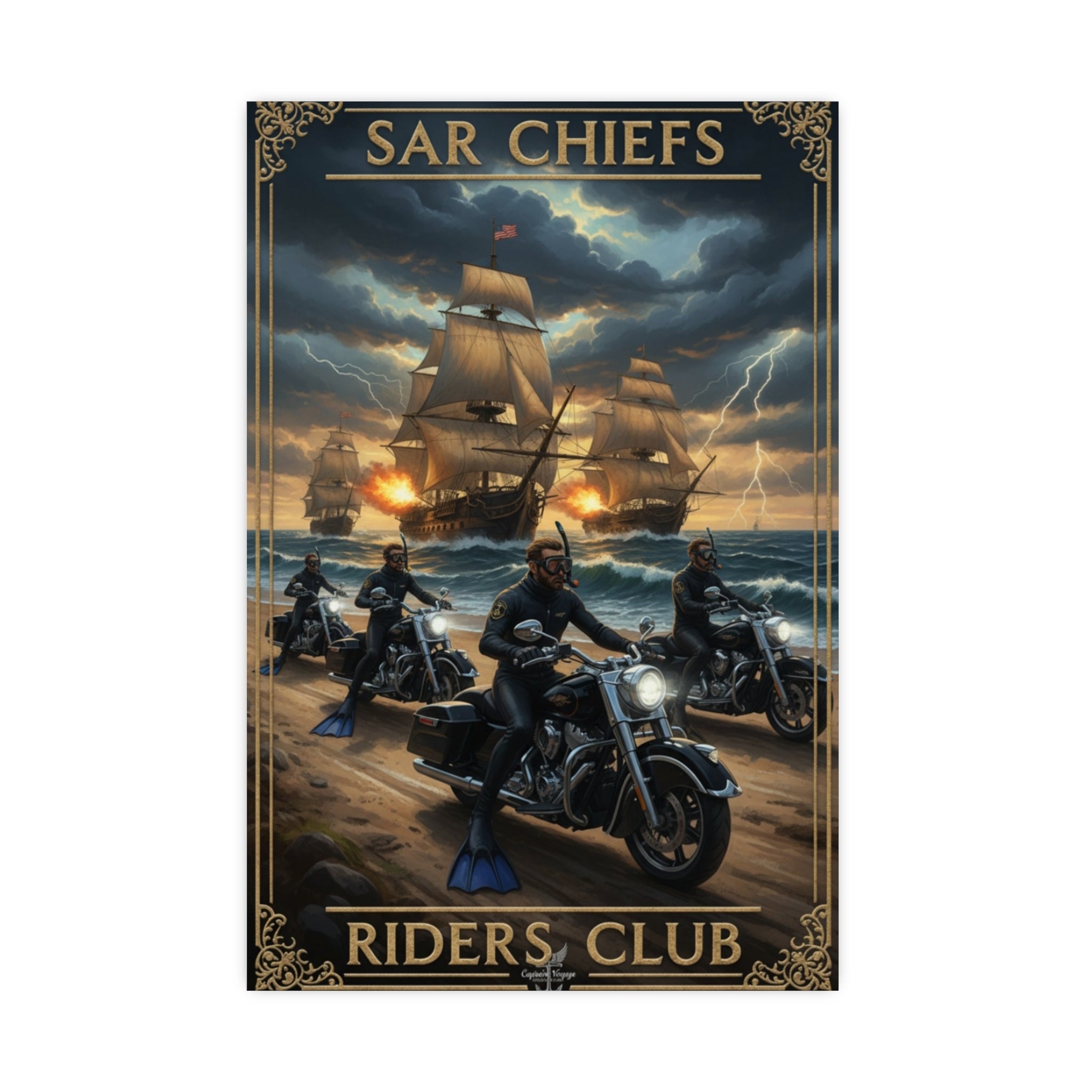 Riders Club Matte Poster — Sea Captain Bikers Vintage Nautical Wall Art