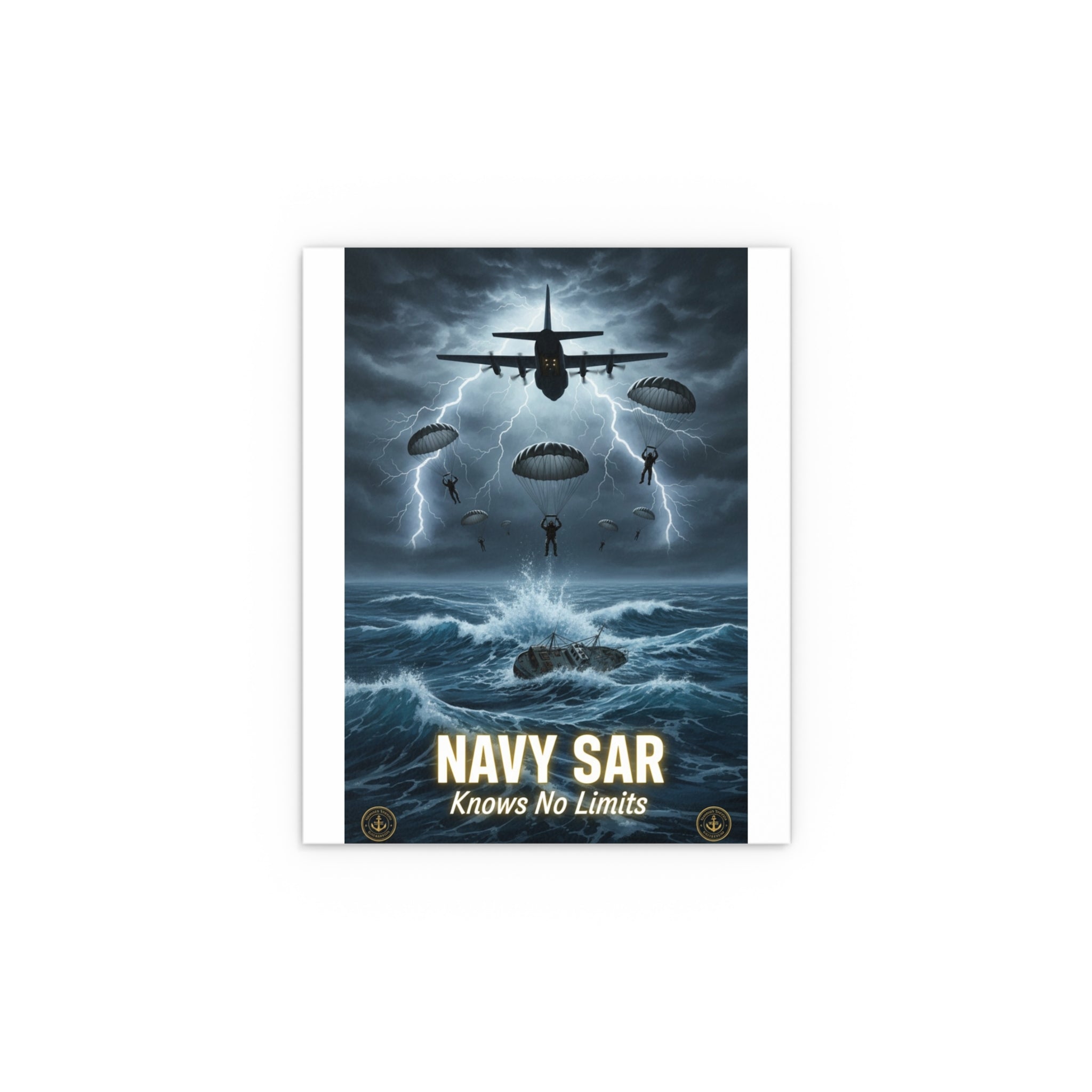 Navy SAR 'Knows No Limits' Rescue Poster — Indoor/Outdoor Silk Print