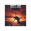 Navy SAR Combat Rescue Swimmers Square Magnet – Search & Rescue Helicopter Sunset Design