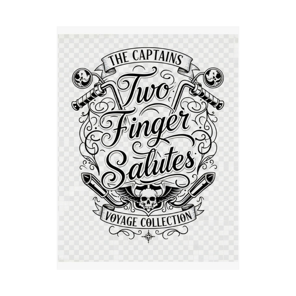 Two Finger Salutes Poster — Vintage Nautical Skull Voyage Wall Art