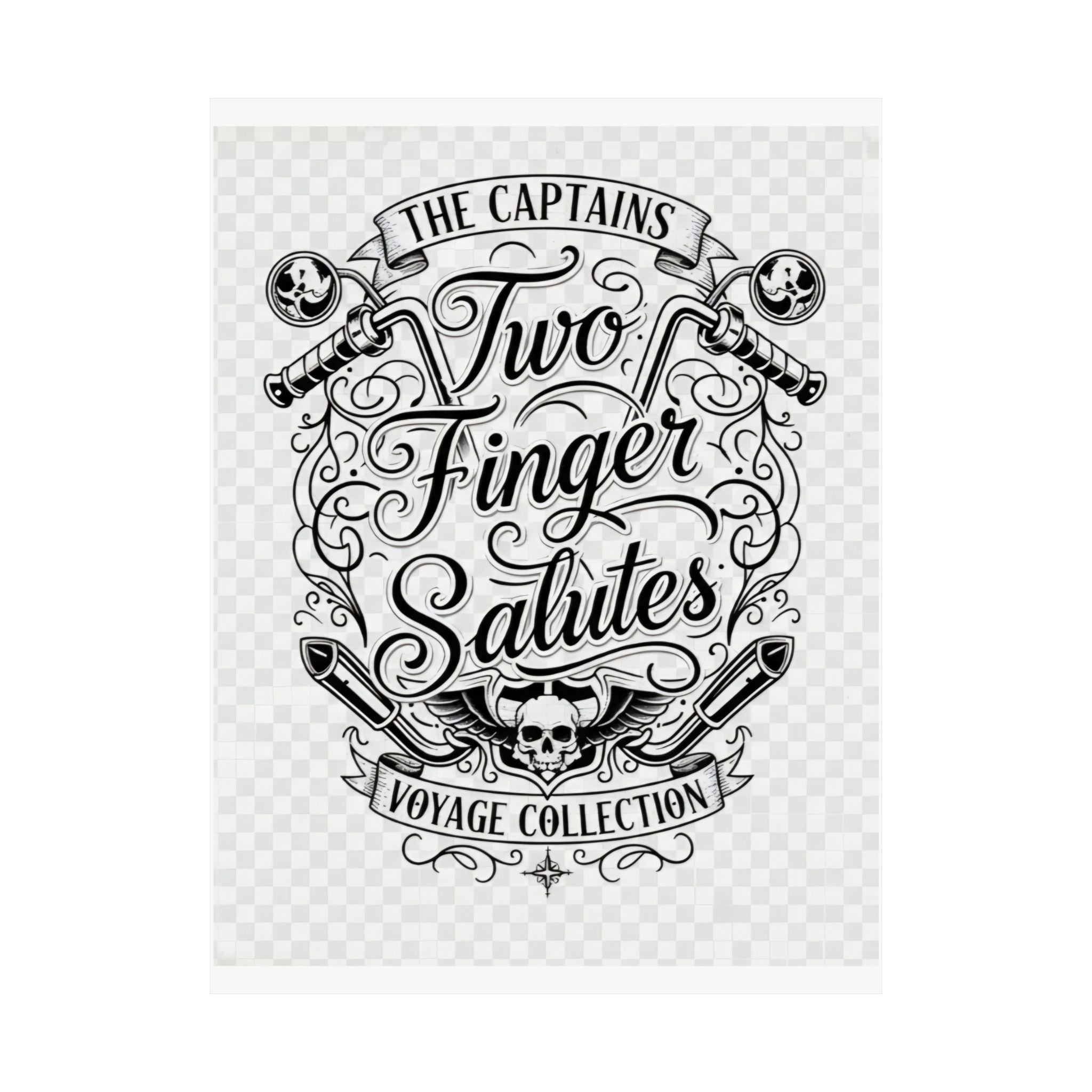 Two Finger Salutes Poster — Vintage Nautical Skull Voyage Wall Art