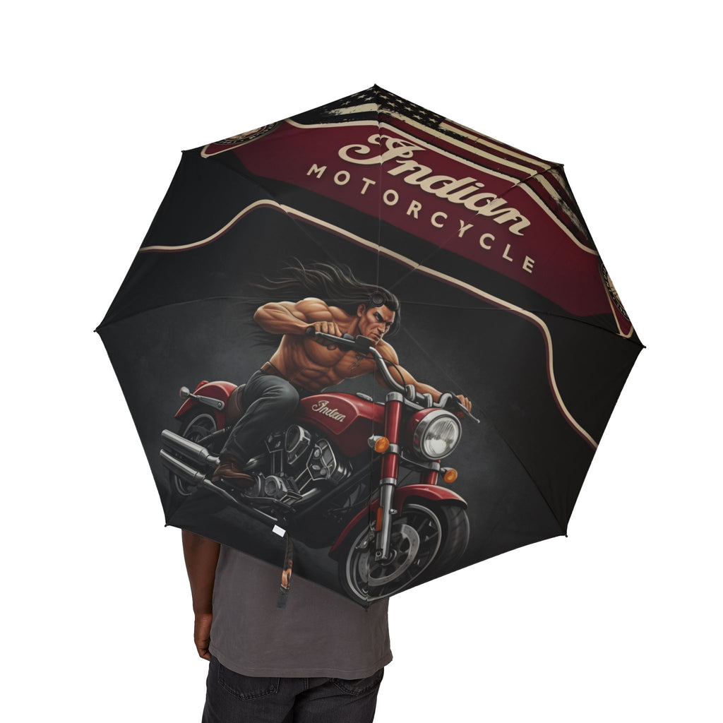Motorcycle Vintage Flag Foldable Umbrella — 'Indian Motorcycle' Retro Design