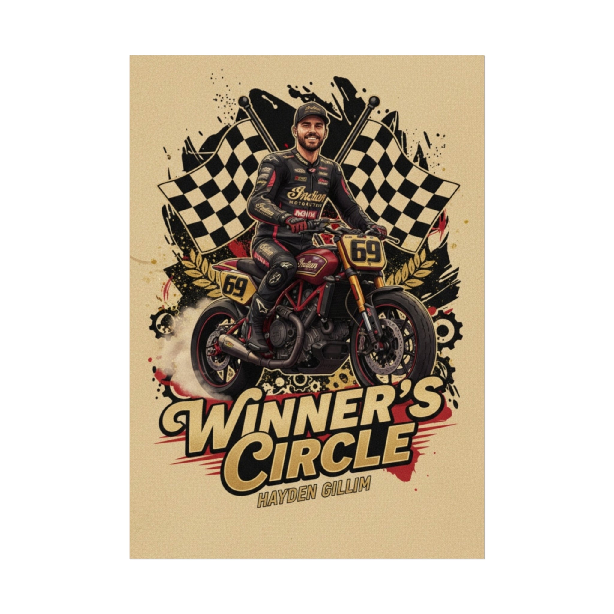 Winner's Circle Motorcycle Poster — Vintage Racing Fine Art Print