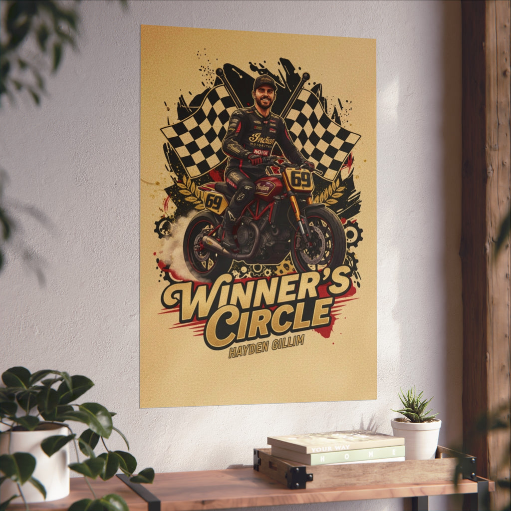 Winner's Circle Motorcycle Poster — Vintage Racing Fine Art Print