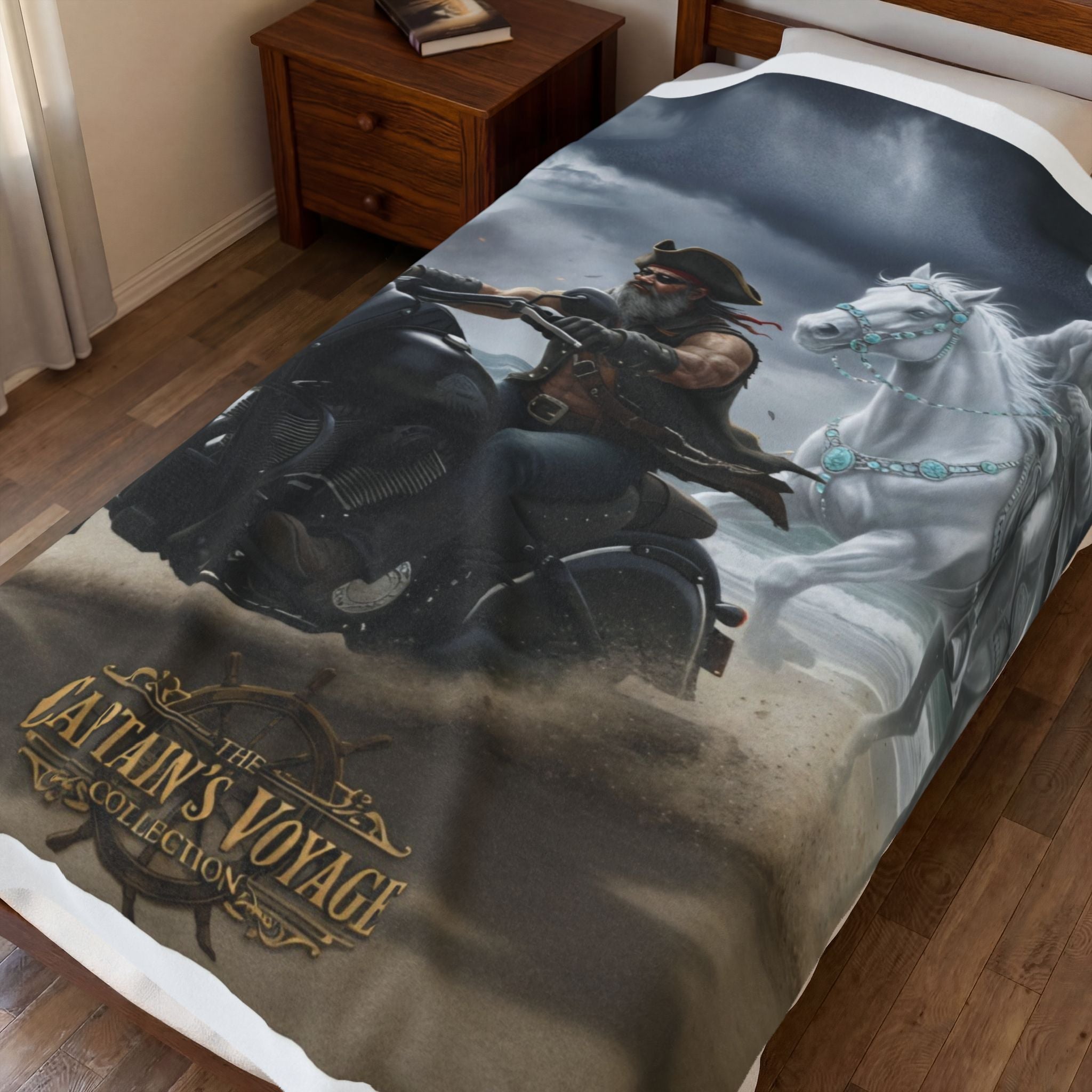 Captain’s Voyage Biker Ghost Rider blanket | Velveteen Plush Blanket