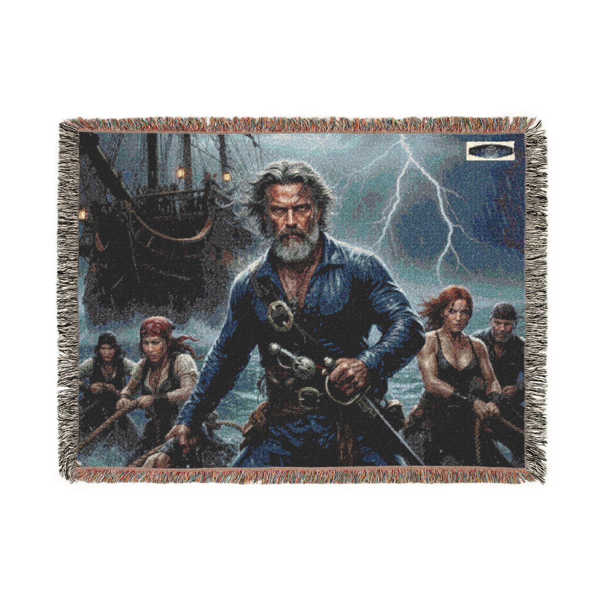 Pirate Captain Woven Blanket — Nautical Storm Ship Crew Throw