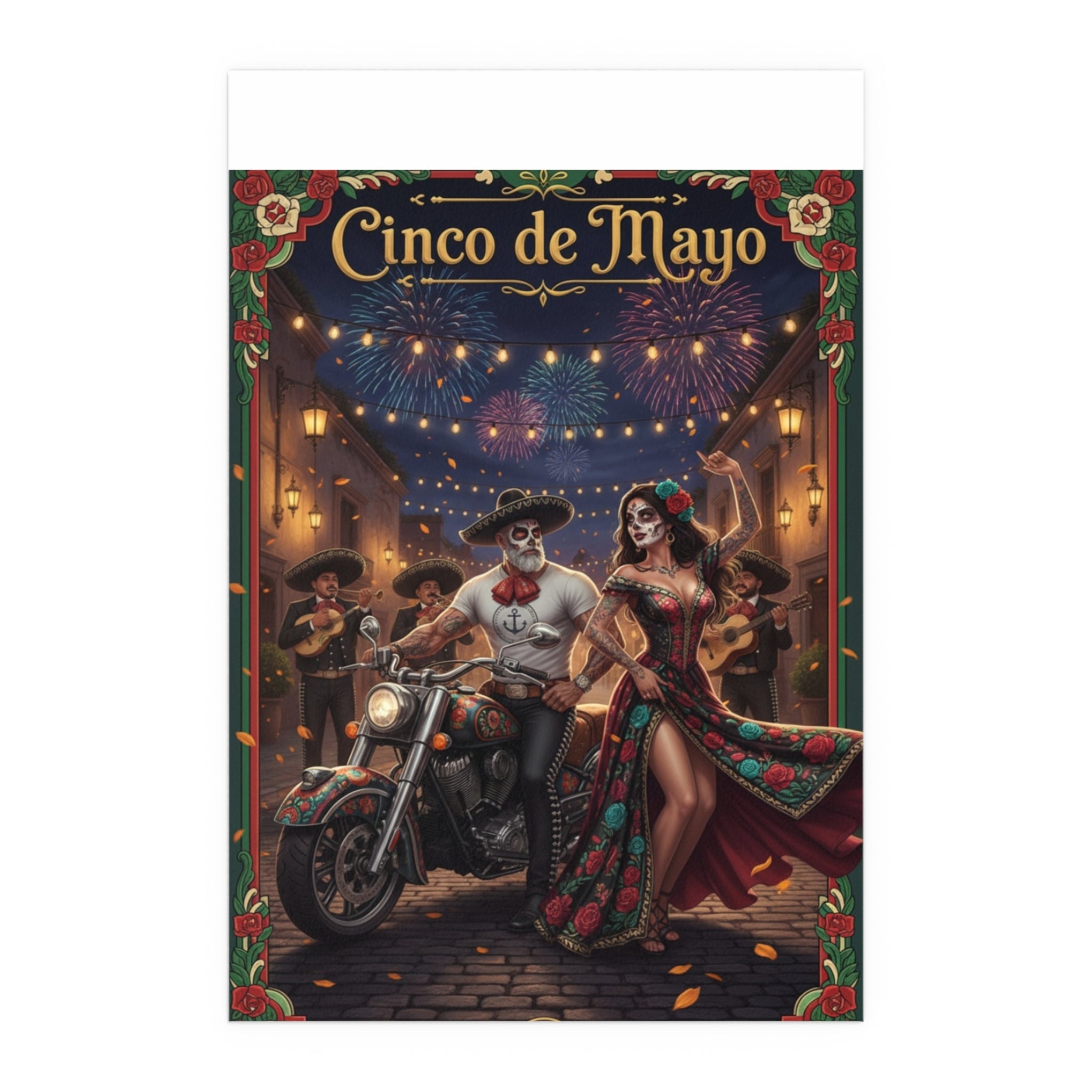 Day of the Dead Biker Silk Poster — Outdoor/Indoor Dia de los Muertos Wall Art