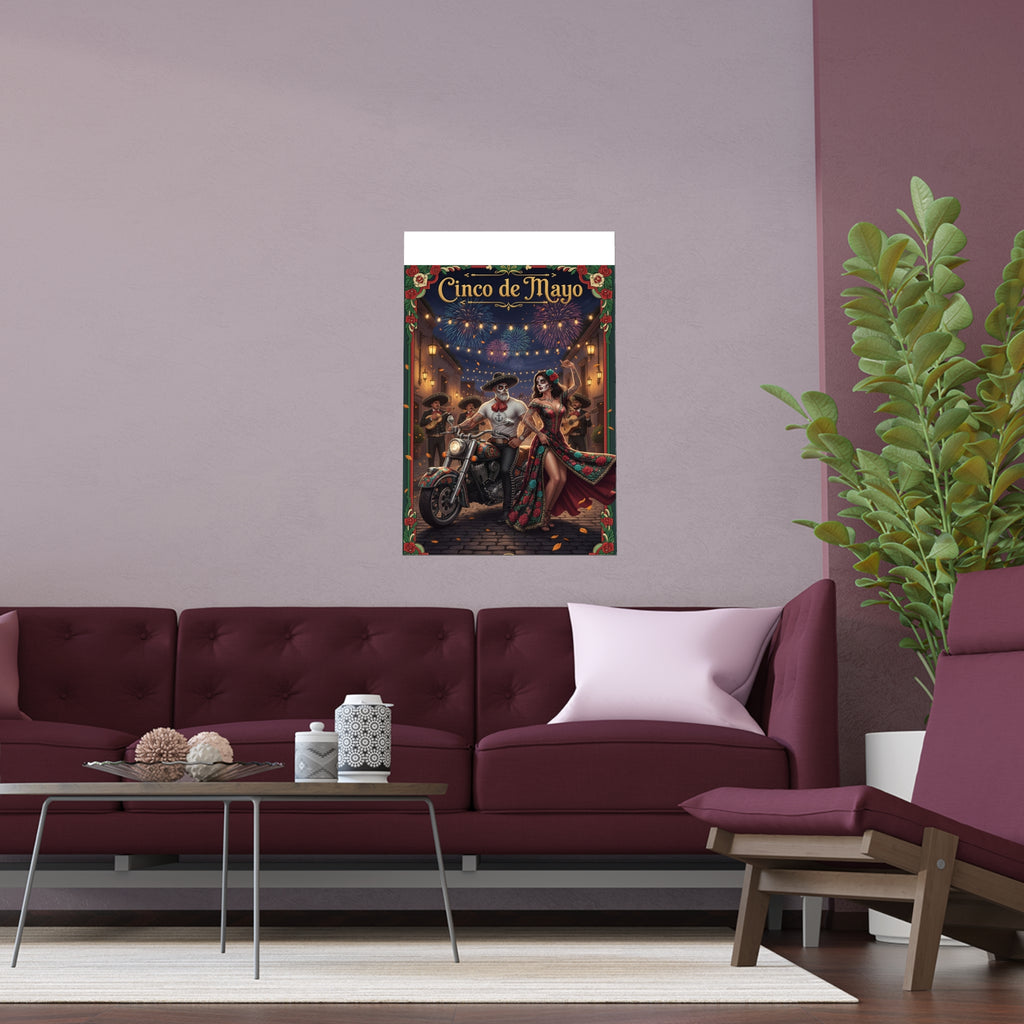 Day of the Dead Biker Silk Poster — Outdoor/Indoor Dia de los Muertos Wall Art