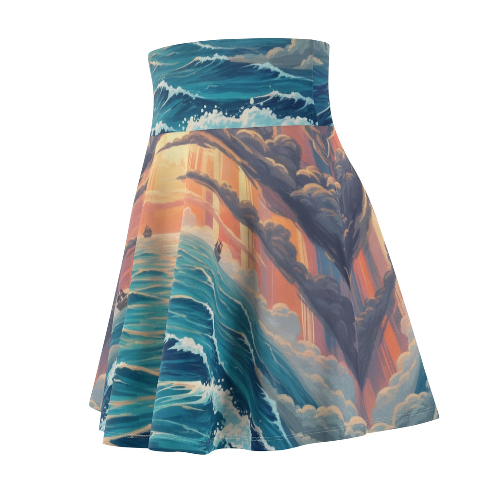 Ocean Sunset Skater Skirt — Dreamy Seascape Print