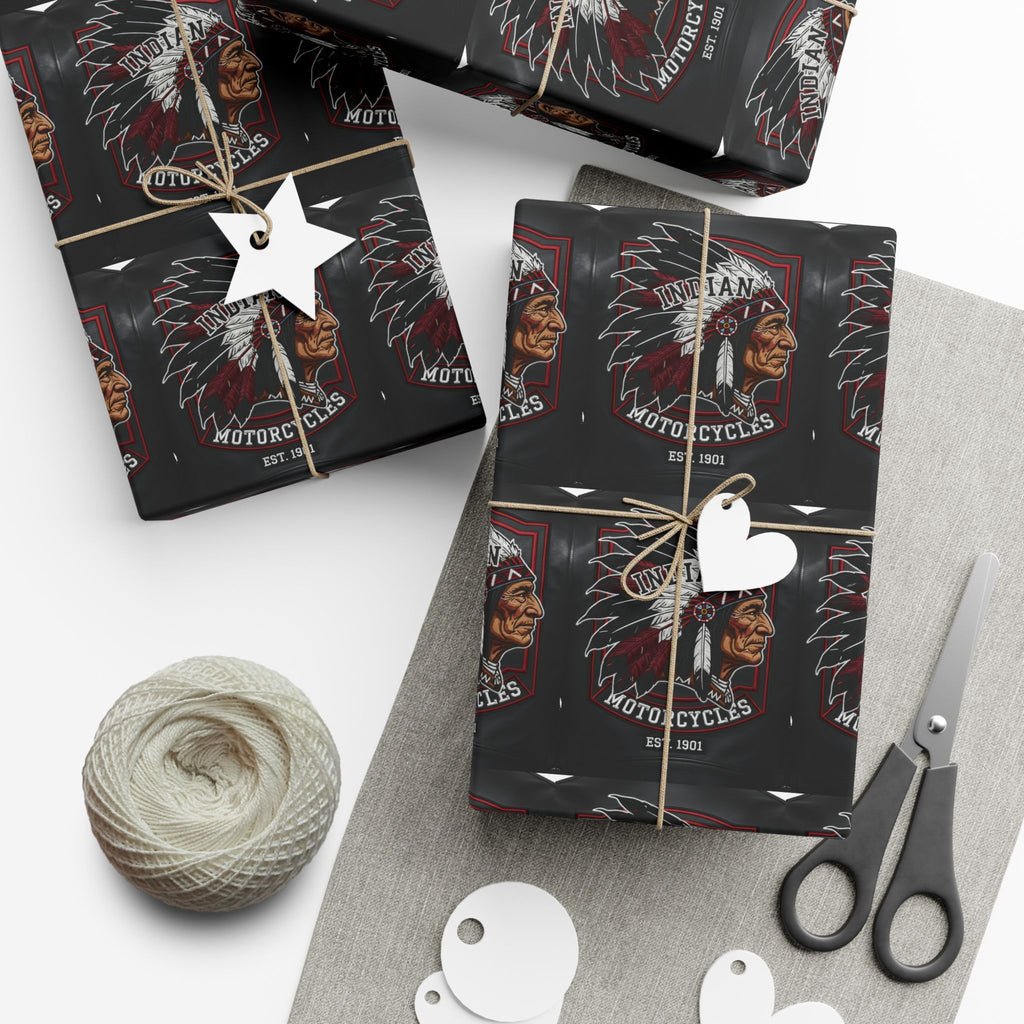 Motorcycles Indian Chief Gift Wrap Paper – Vintage Biker Wrapping Sheets