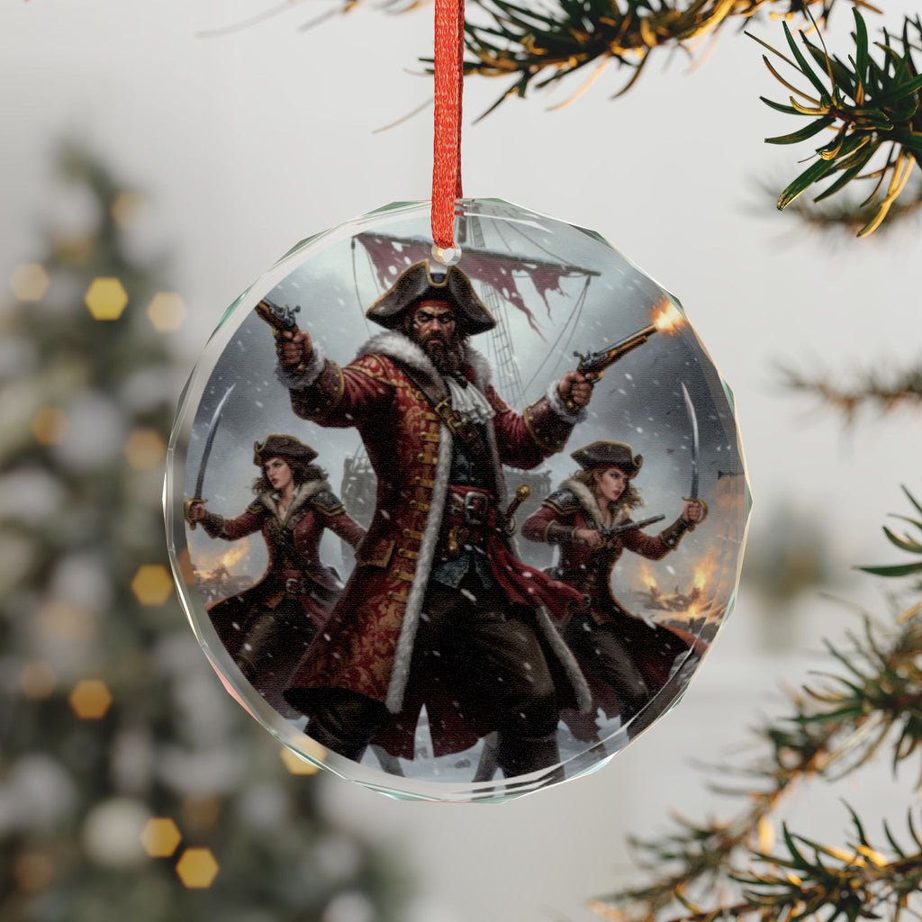 Pirate Captain Heart Crystal Ornament — Nautical Holiday Decor for Sea Adventure Fans