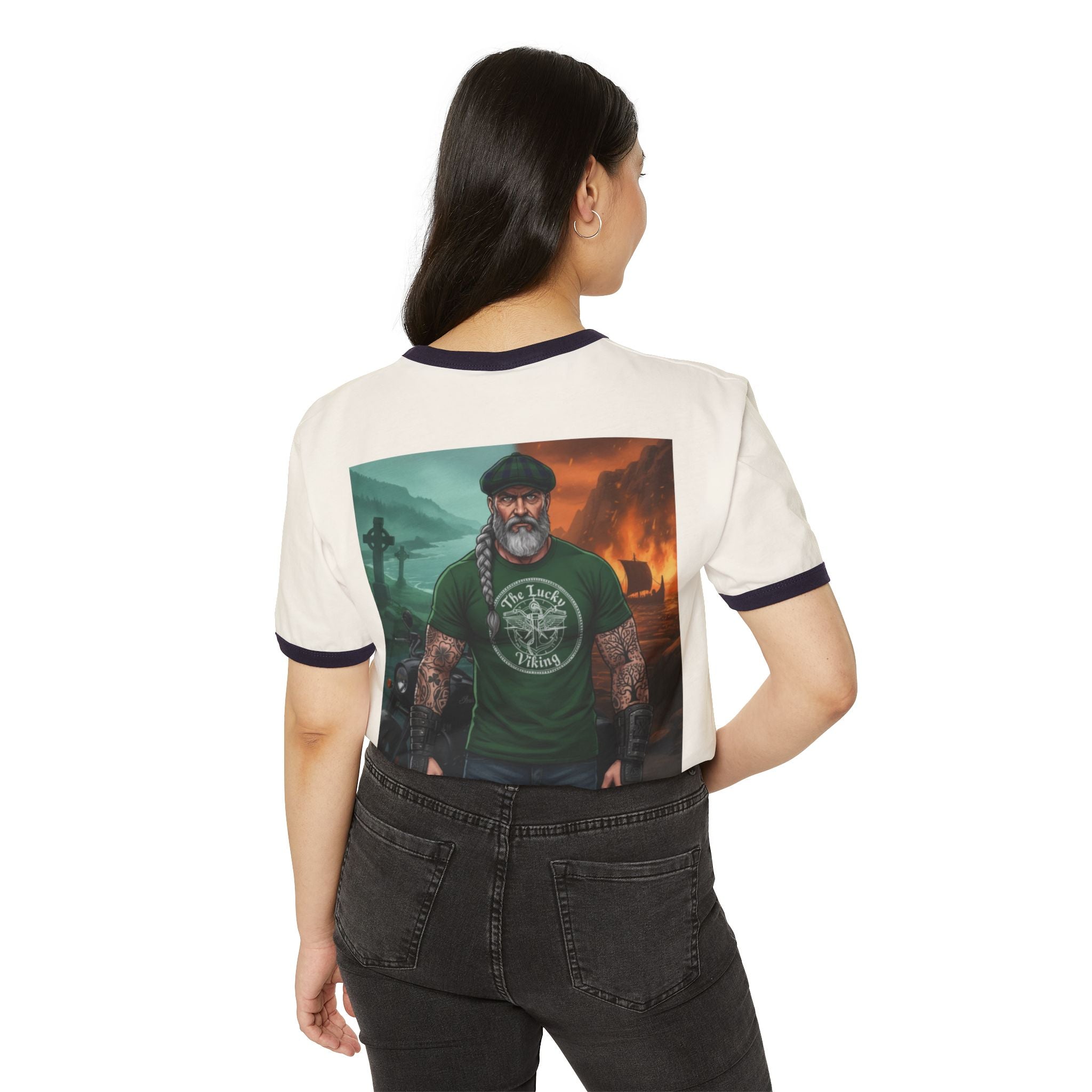 Viking Dad Graphic T-Shirt — "The Lucky Viking" Ringer Tee