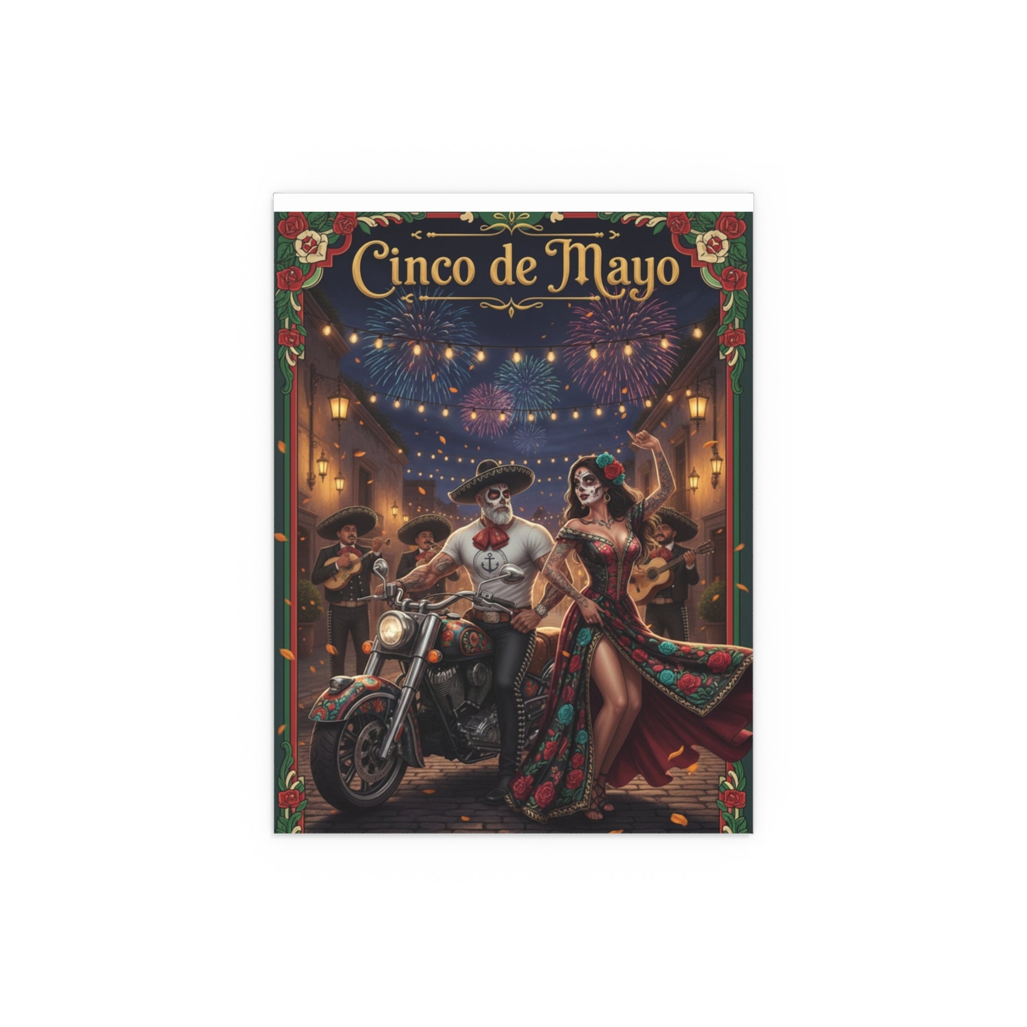 Day of the Dead Biker Silk Poster — Outdoor/Indoor Dia de los Muertos Wall Art