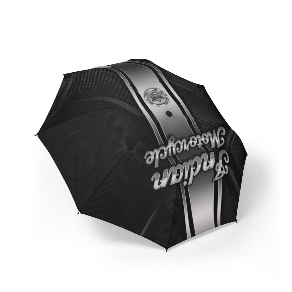 Foldable Umbrella — Classic Black Racing Stripe with Script Accent
