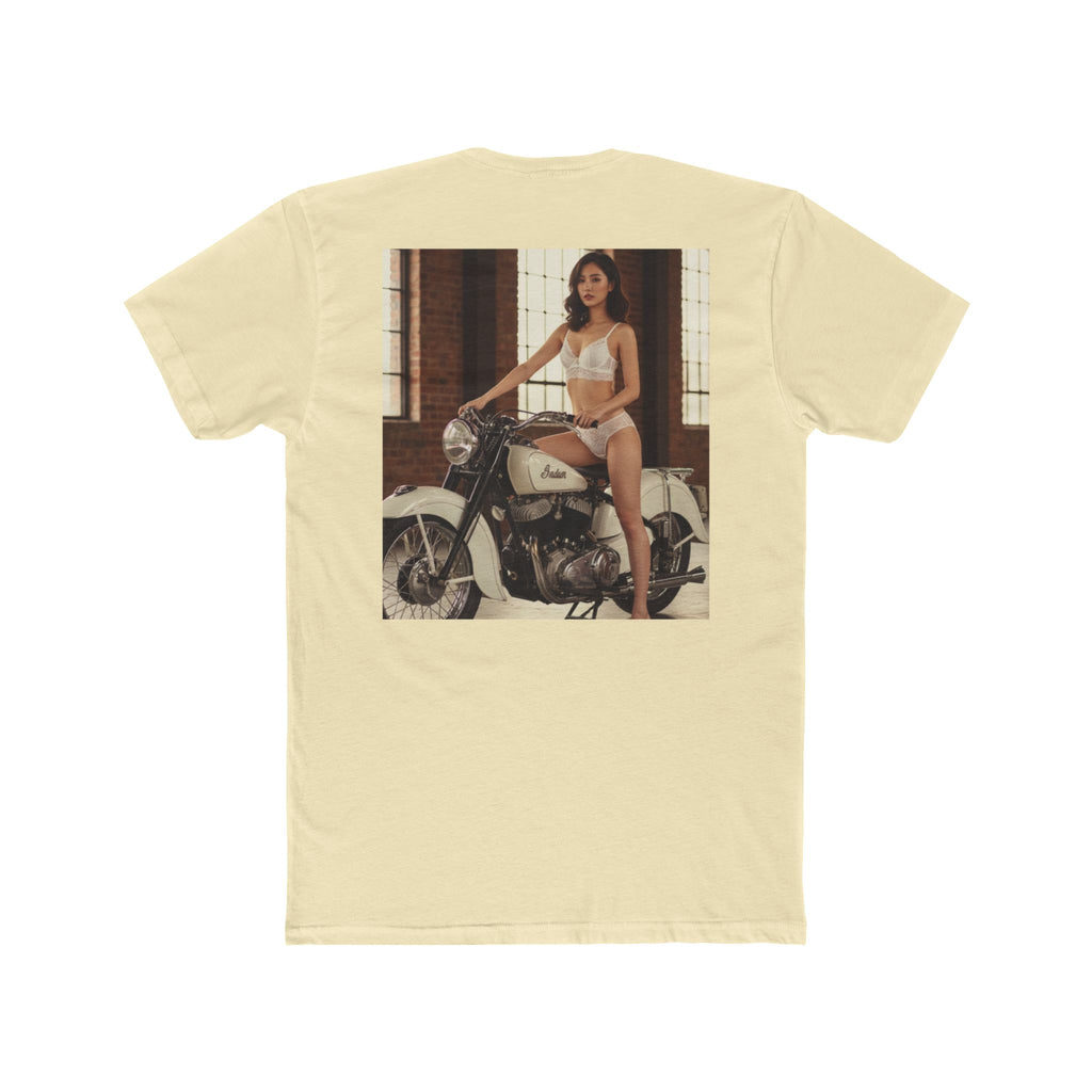 Vintage Motorcycle Pinup Tee — Retro Biker Photo Graphic T-Shirt