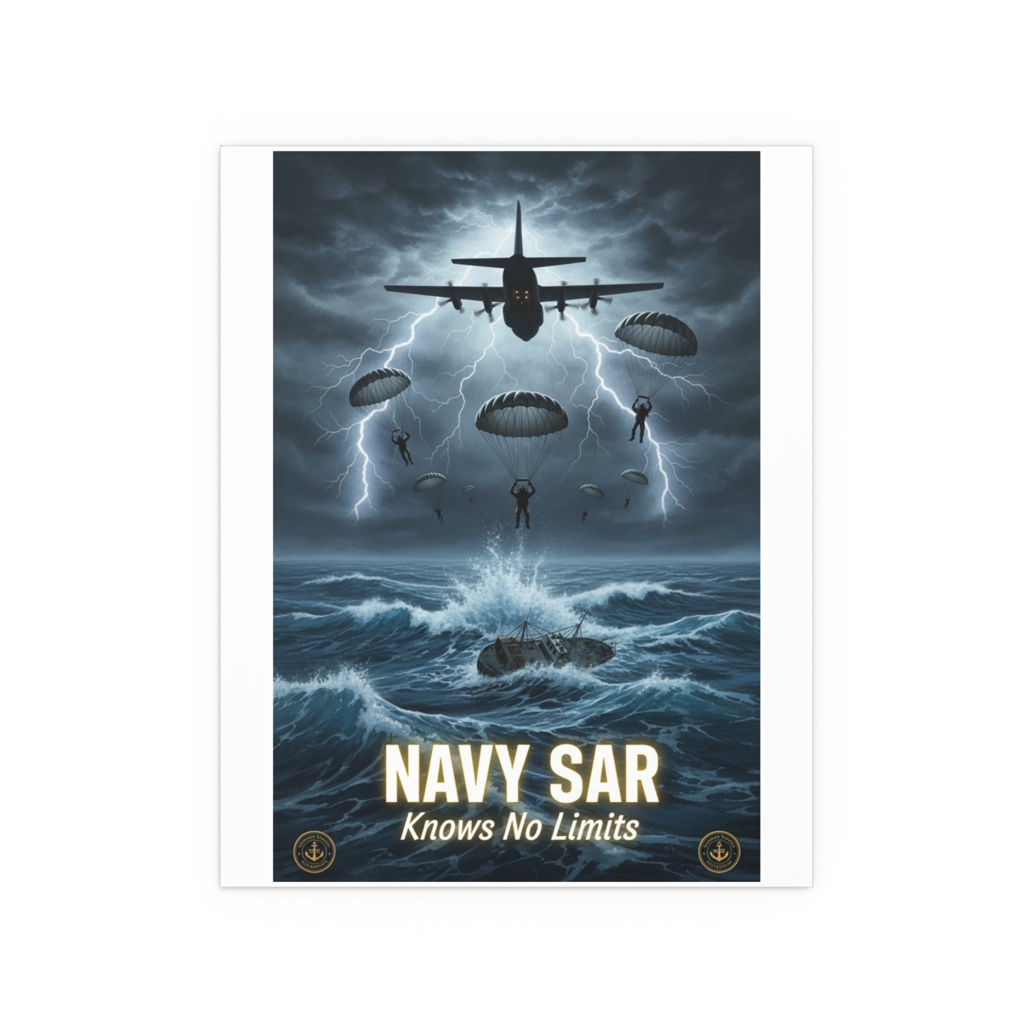 Navy SAR 'Knows No Limits' Rescue Poster — Indoor/Outdoor Silk Print