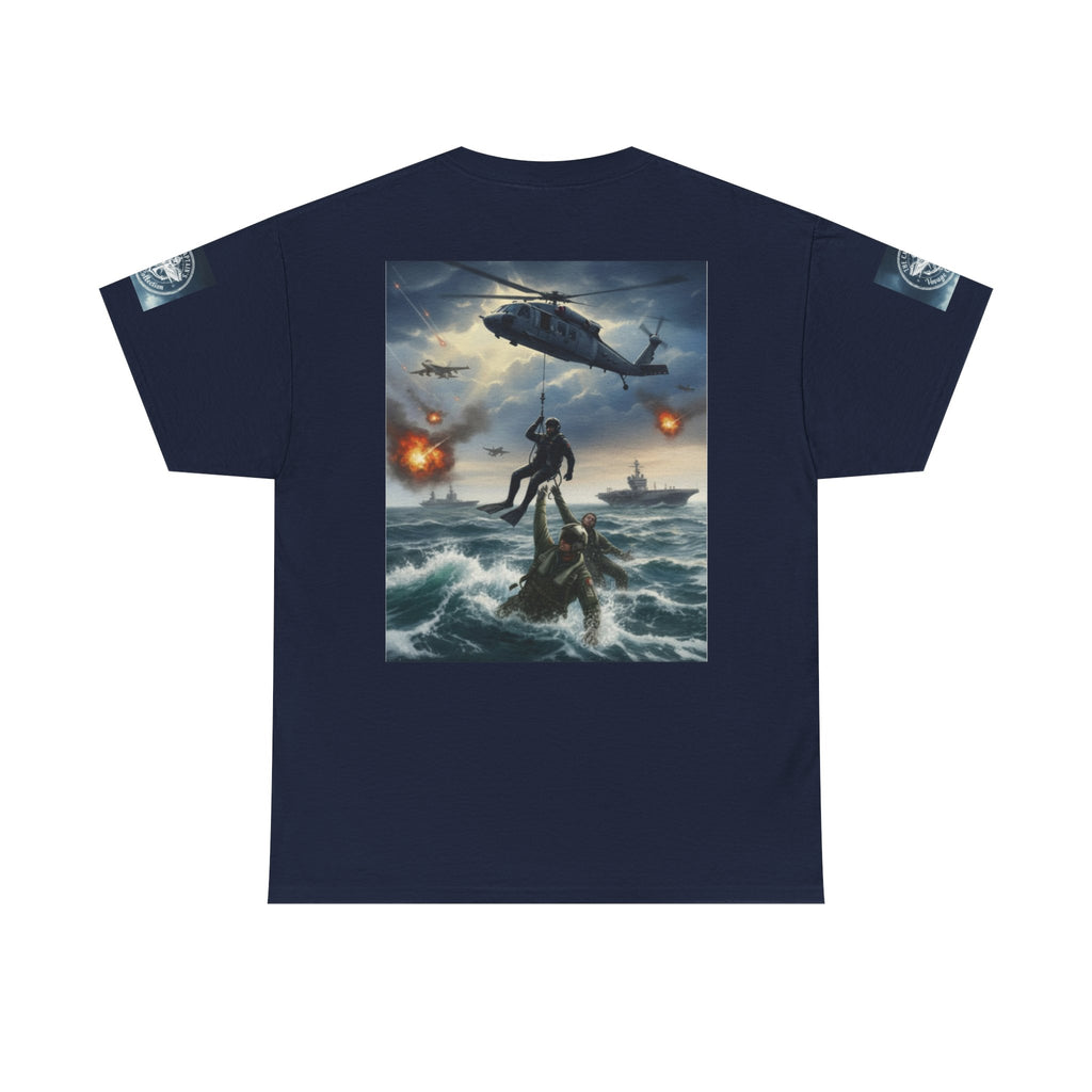 Navy Search & Rescue Graphic Tee — SAR Helicopter Rescue Scene
