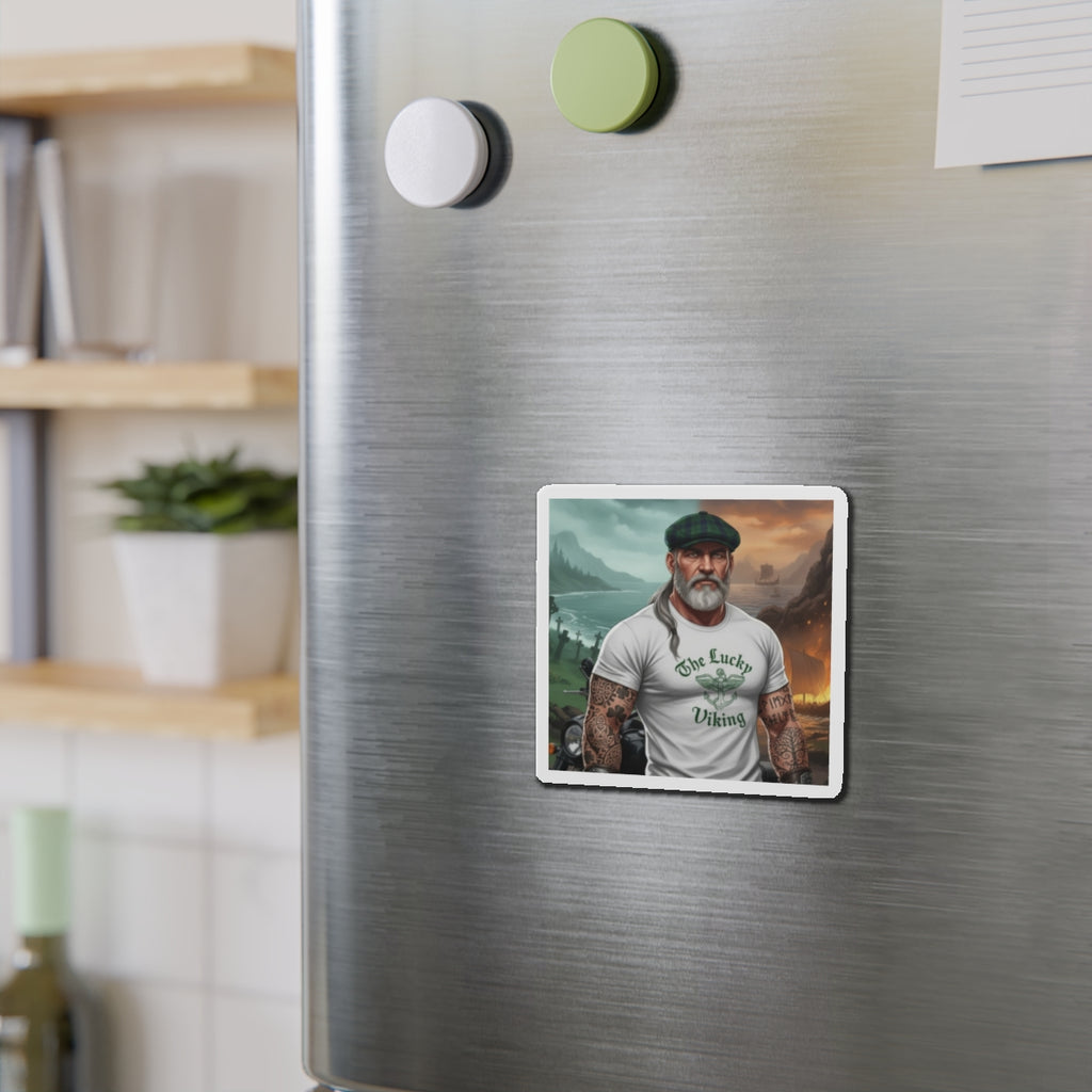 Die-Cut Magnet — "The Lucky Viking" Bearded Biker Design