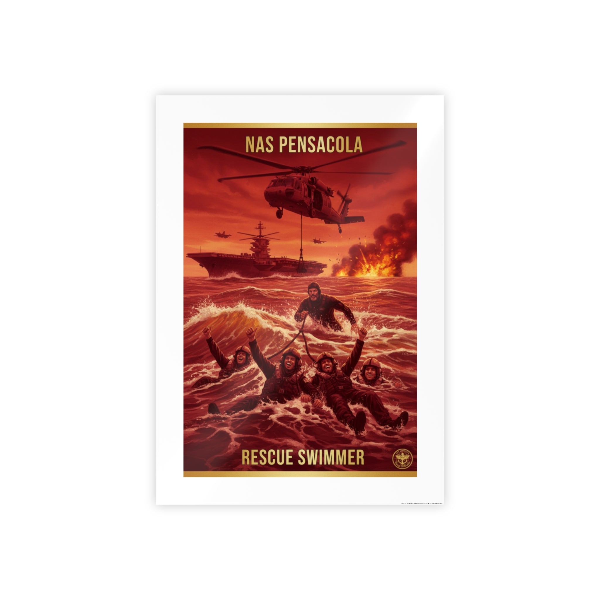 Rescue Swimmer Gloss Poster — NAS Pensacola Aviation & Search & Rescue Wall Art