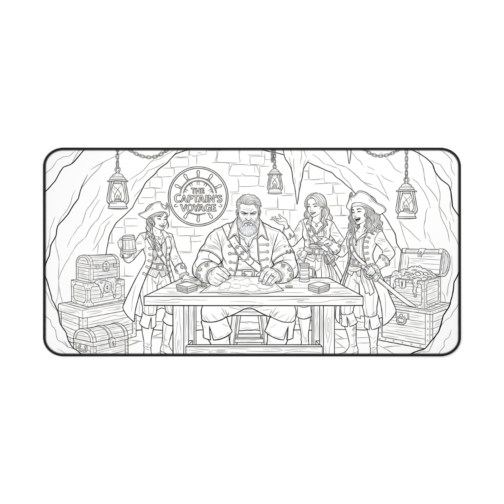 Pirate Captain Desk Mat — Treasure Crew Illustration Mouse Pad