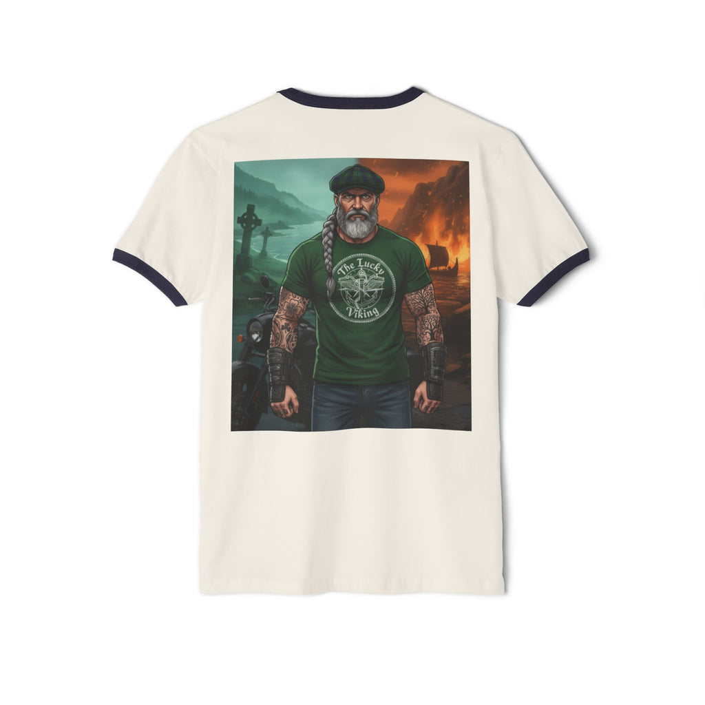 Viking Dad Graphic T-Shirt — "The Lucky Viking" Ringer Tee