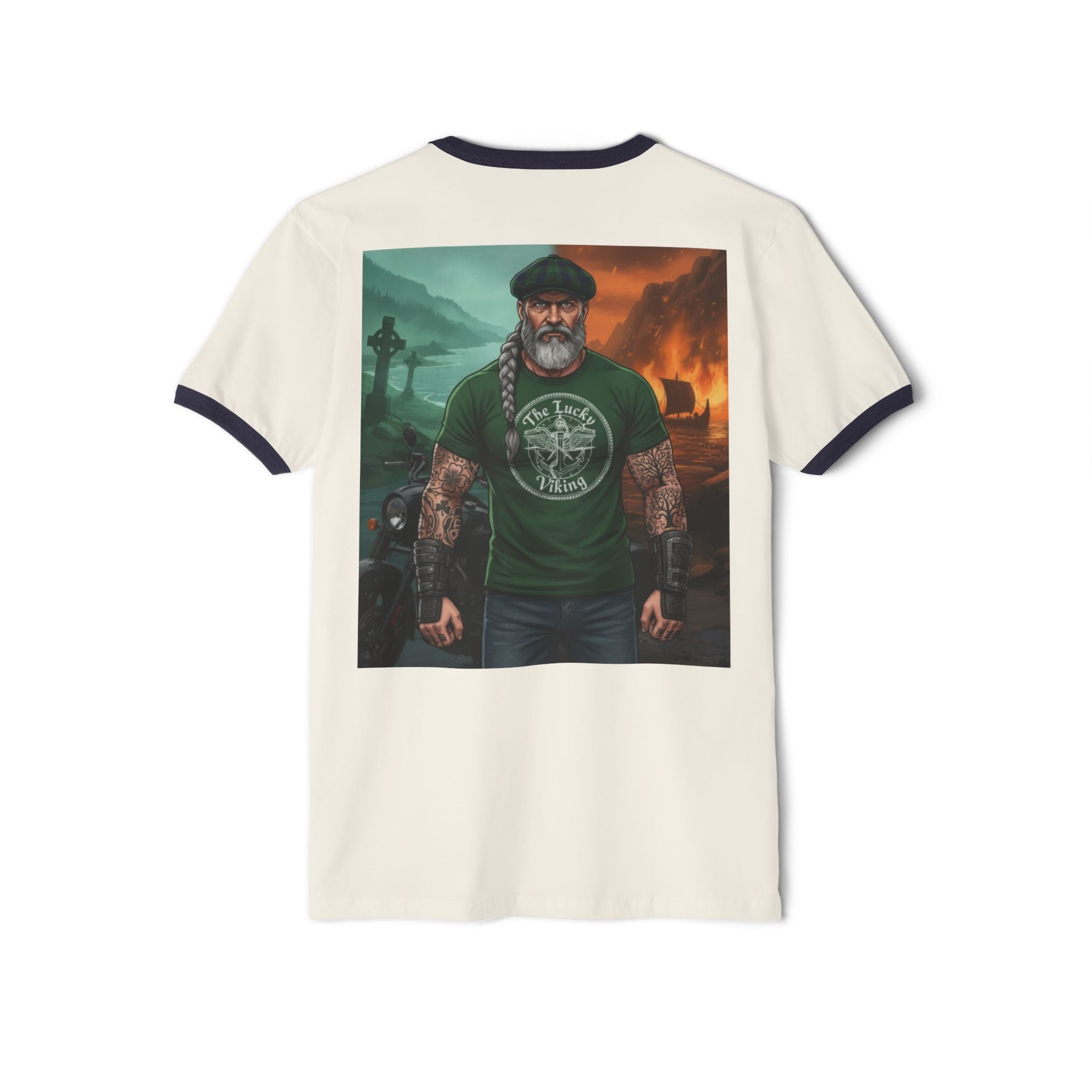 Viking Dad Graphic T-Shirt — "The Lucky Viking" Ringer Tee