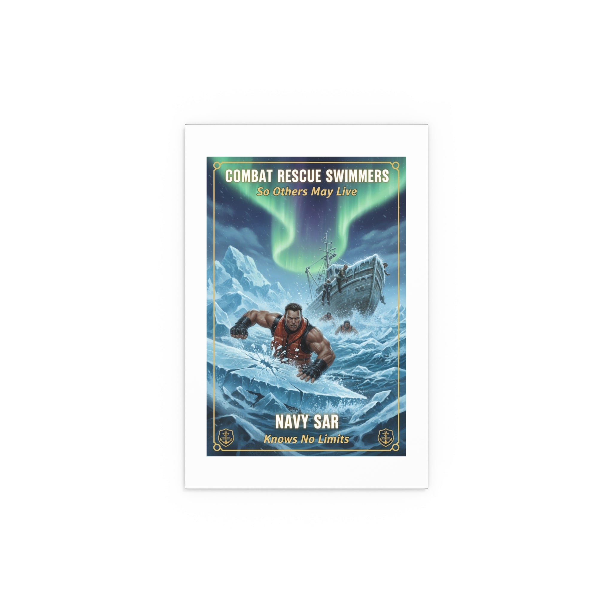Combat Rescue Swimmers Silk Poster — Navy SAR 'So Others May Live' Arctic Rescue Print