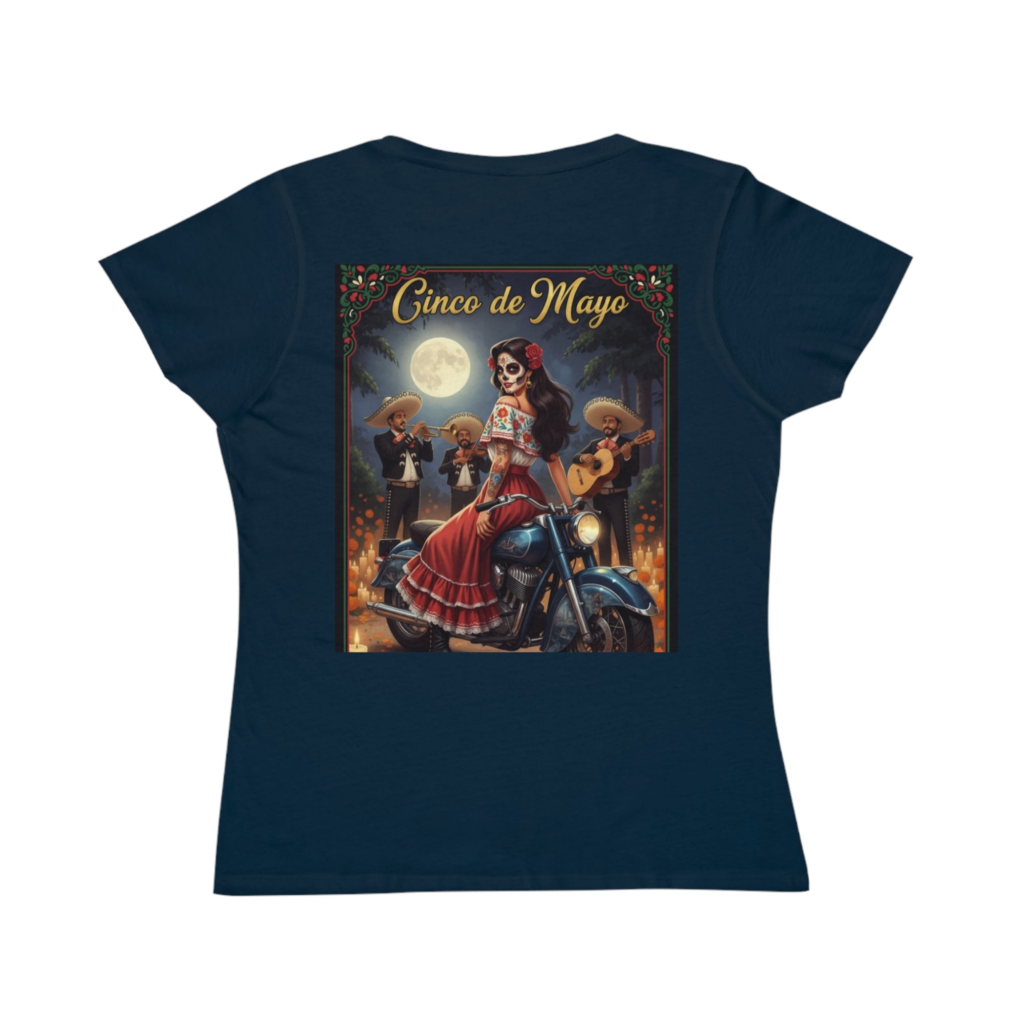 Cinco de Mayo Day of the Dead Motorcycle T‑Shirt — Día de Muertos Pinup Tee