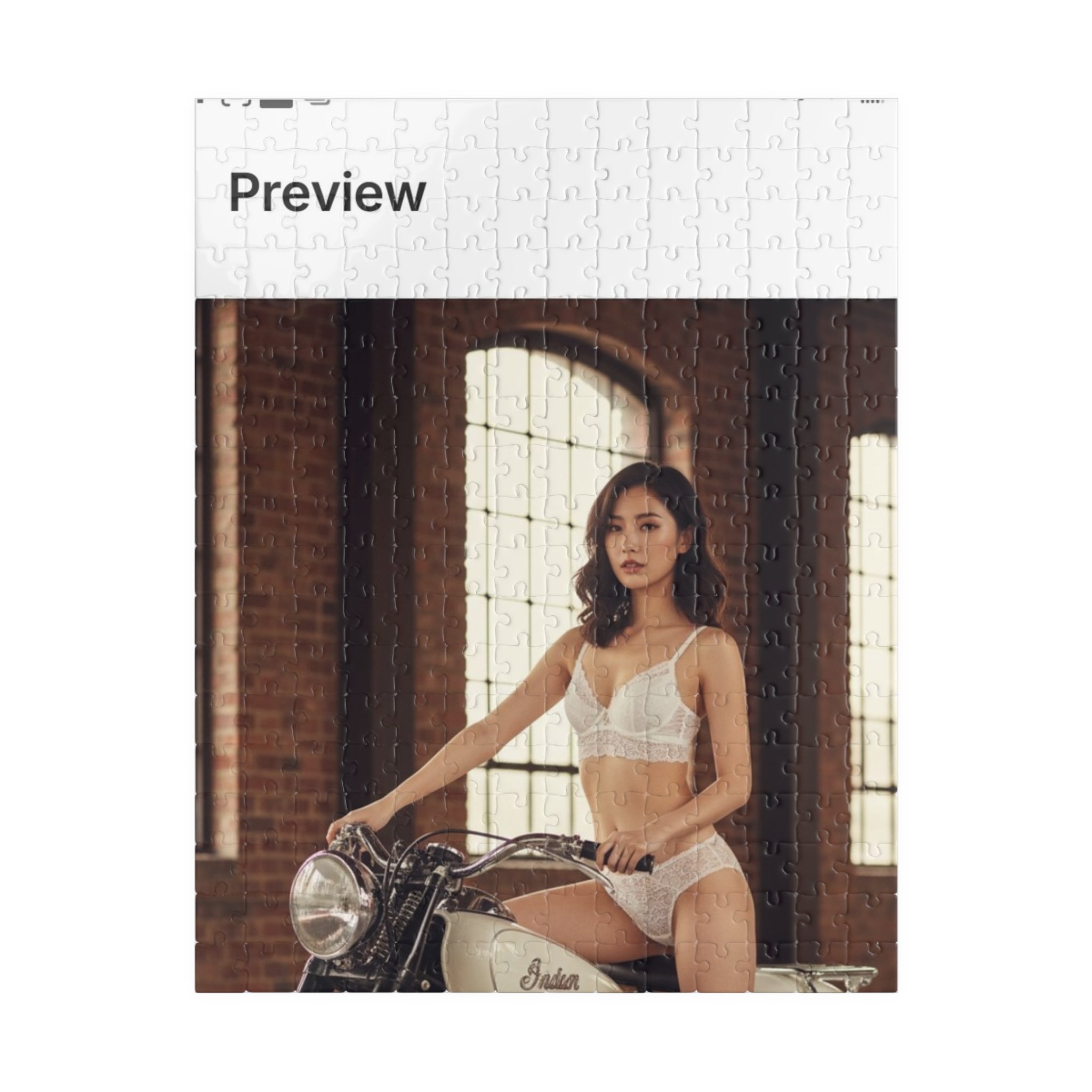 Vintage Motorcycle Pin-Up Puzzle – 520/1014 Piece Photo Jigsaw