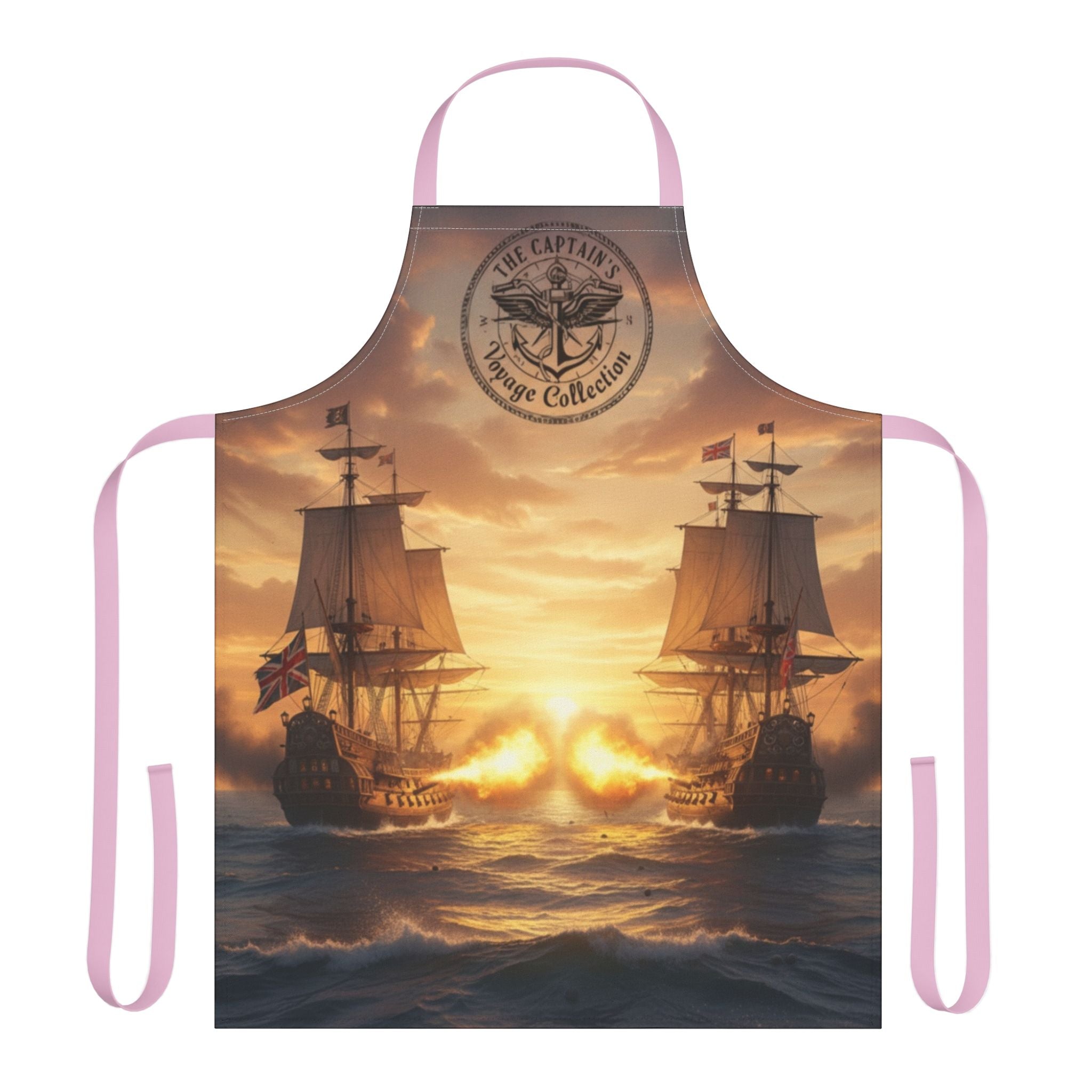 Nautical Sunset Ship Apron — Vintage Pirate Captain Kitchen Apron