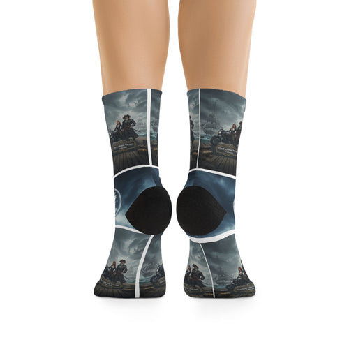 Captain’s Voyage Recycled-Poly Crew Socks — Nautical Ship & Anchor Design