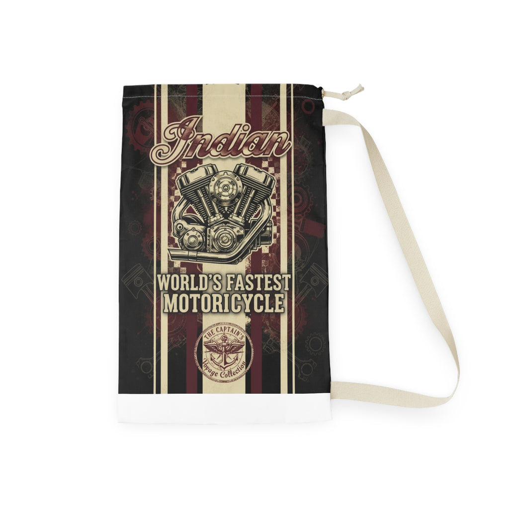 Motorcycle Laundry Bag — 'Indian' Vintage Engine & Skull Headdress Design