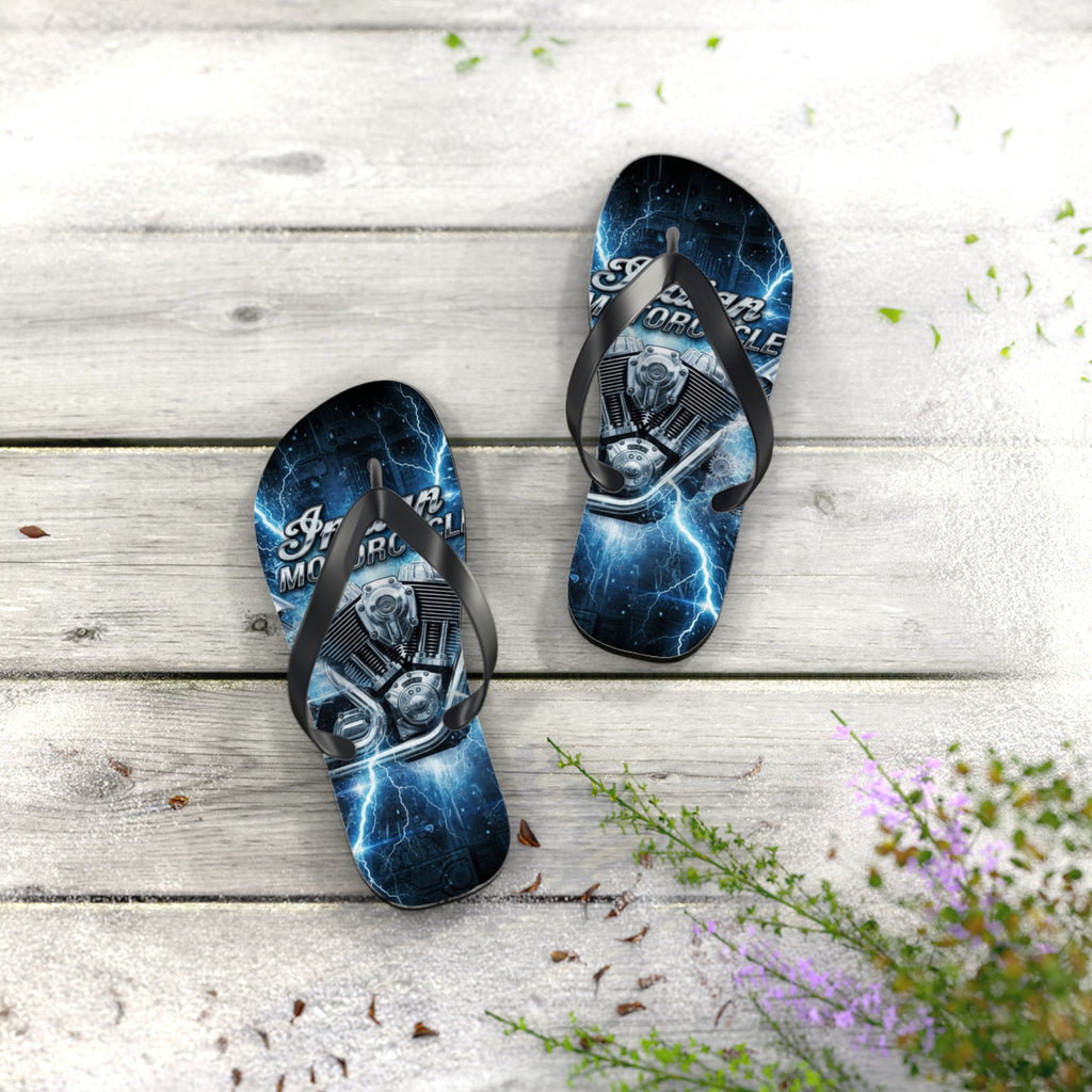 Electric Skull Flip Flops – Men’s Biker Beach Sandals