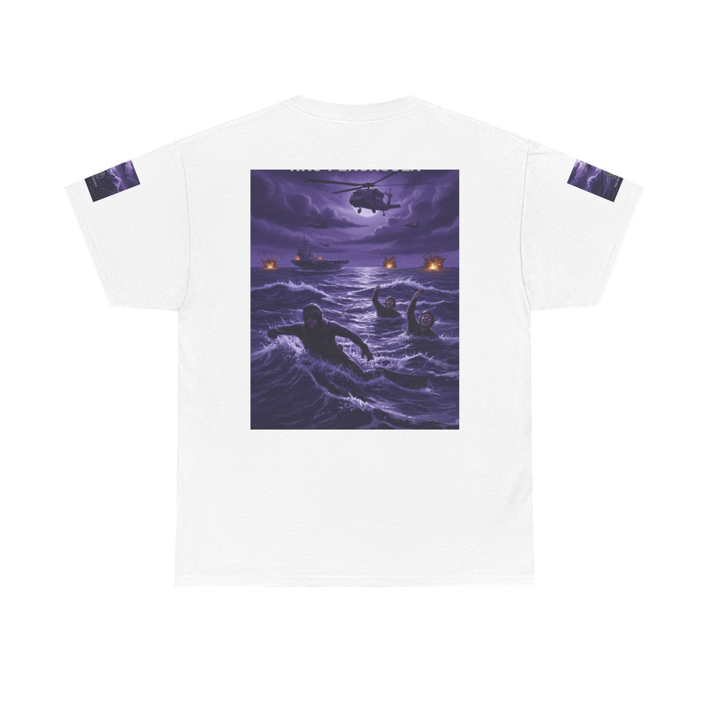 Rescue Night Tee — Purple Helicopter Sea Rescue Graphic T-Shirt