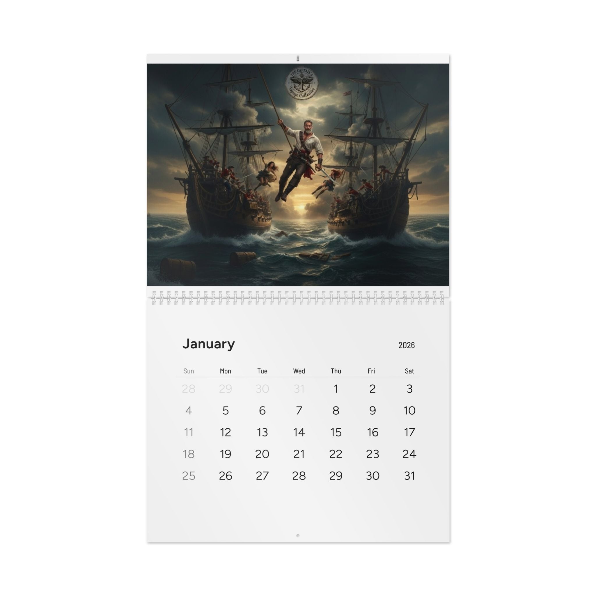 Pirate Adventure 2026 Wall Calendar — Vintage Sailing & Swashbucklers