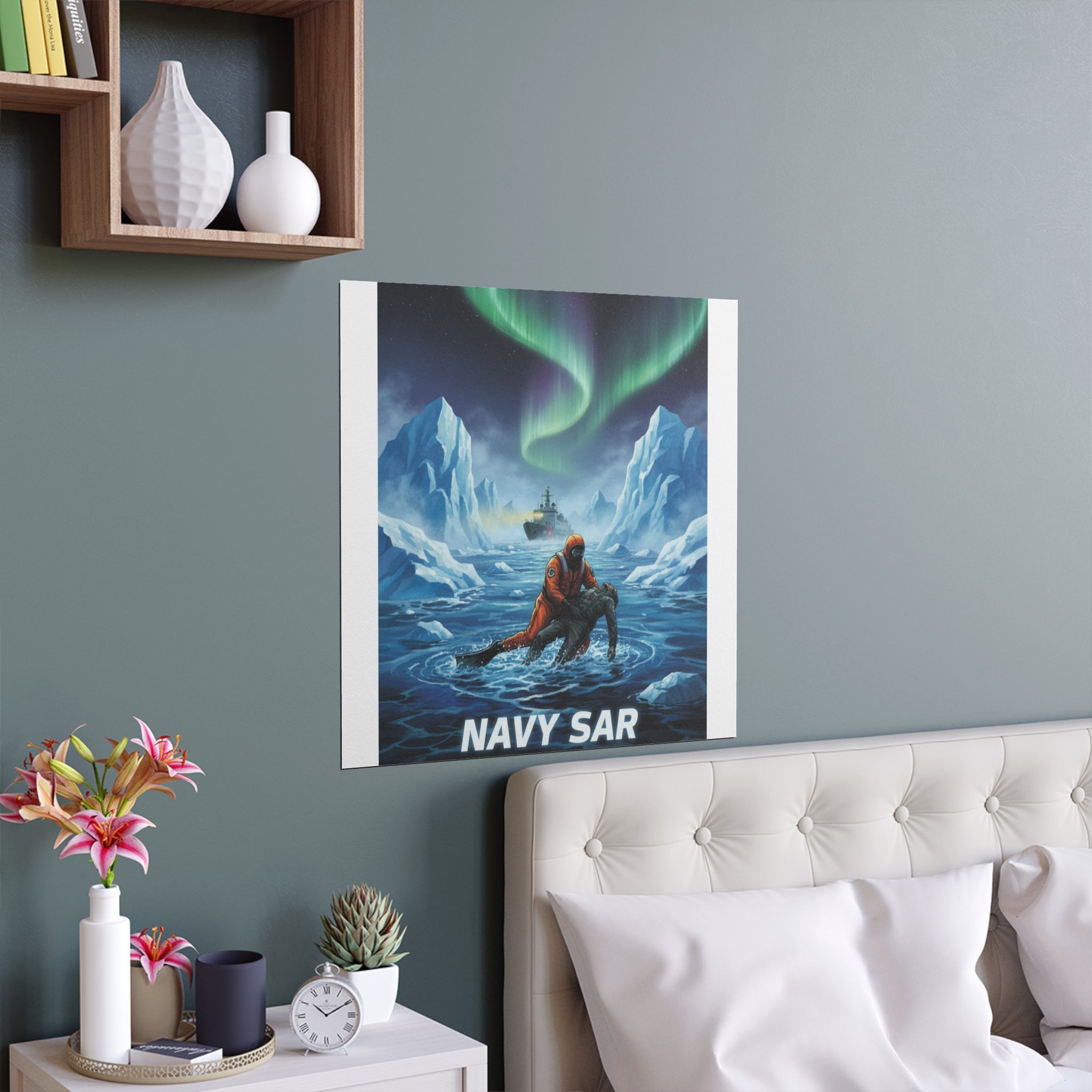 Silk Poster — 'Navy SAR Knows No Limits' Arctic Rescue Wall Art (Indoor/Outdoor)